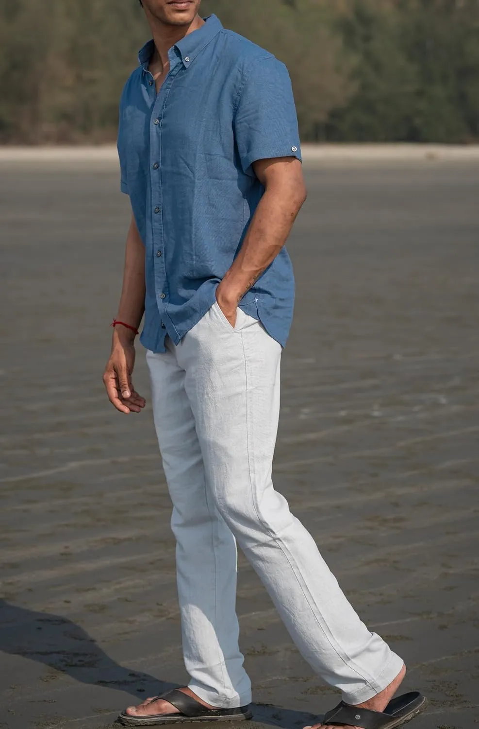 Men's Linen Blend Casual Lightweight Pants, Straight Legs, Functional, Comfortable Pants for a Relaxed Experience