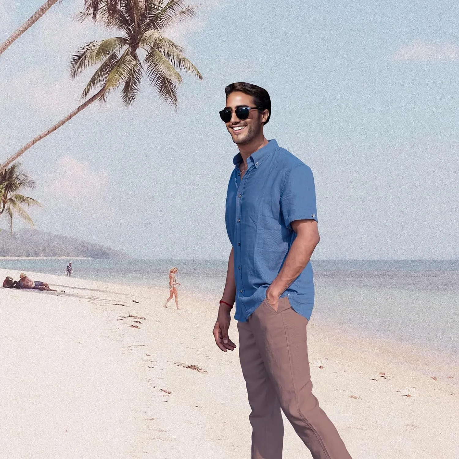 Men's Linen Blend Casual Lightweight Pants, Straight Legs, Functional, Comfortable Pants for a Relaxed Experience