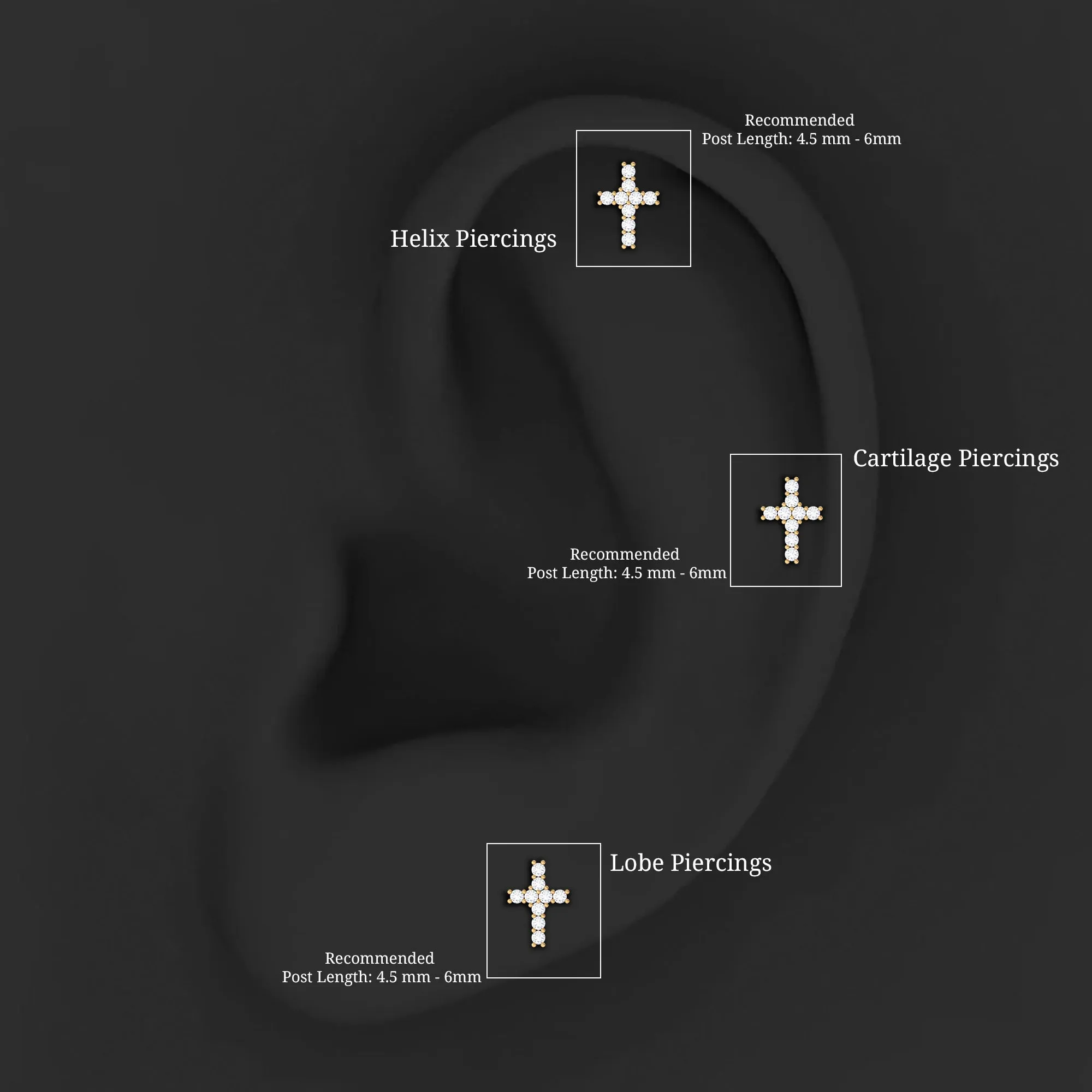 Minimalist Moissanite Cross Cartilage Earring