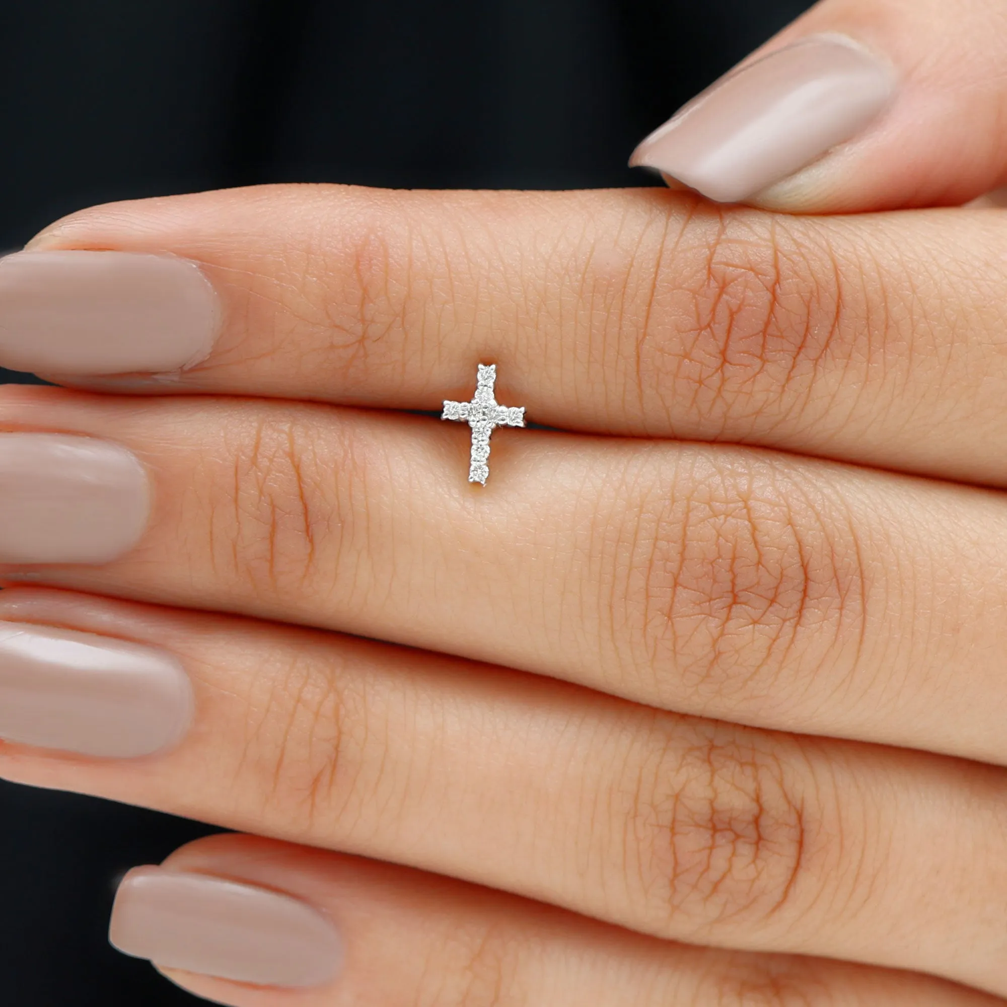 Minimalist Moissanite Cross Cartilage Earring