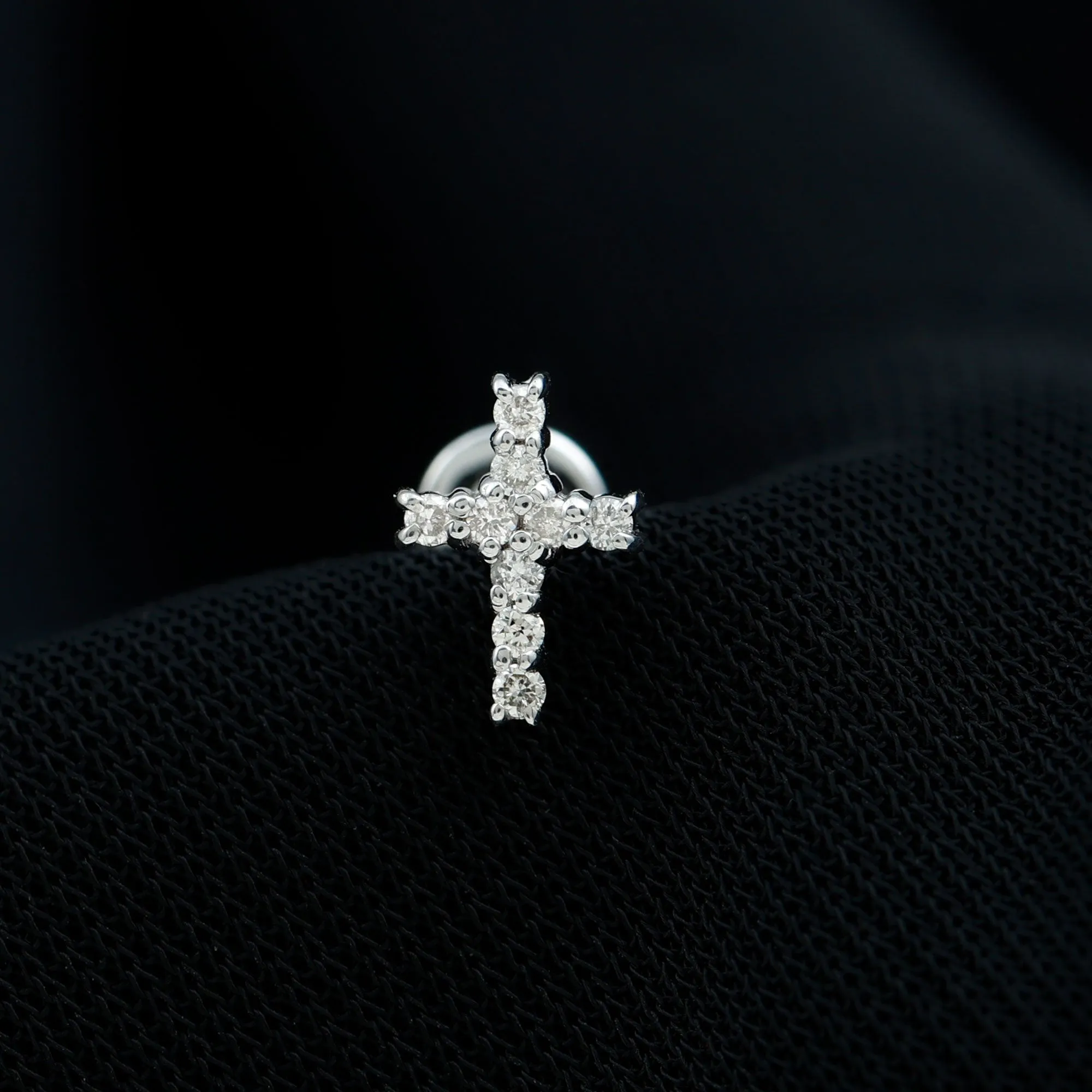 Minimalist Moissanite Cross Cartilage Earring