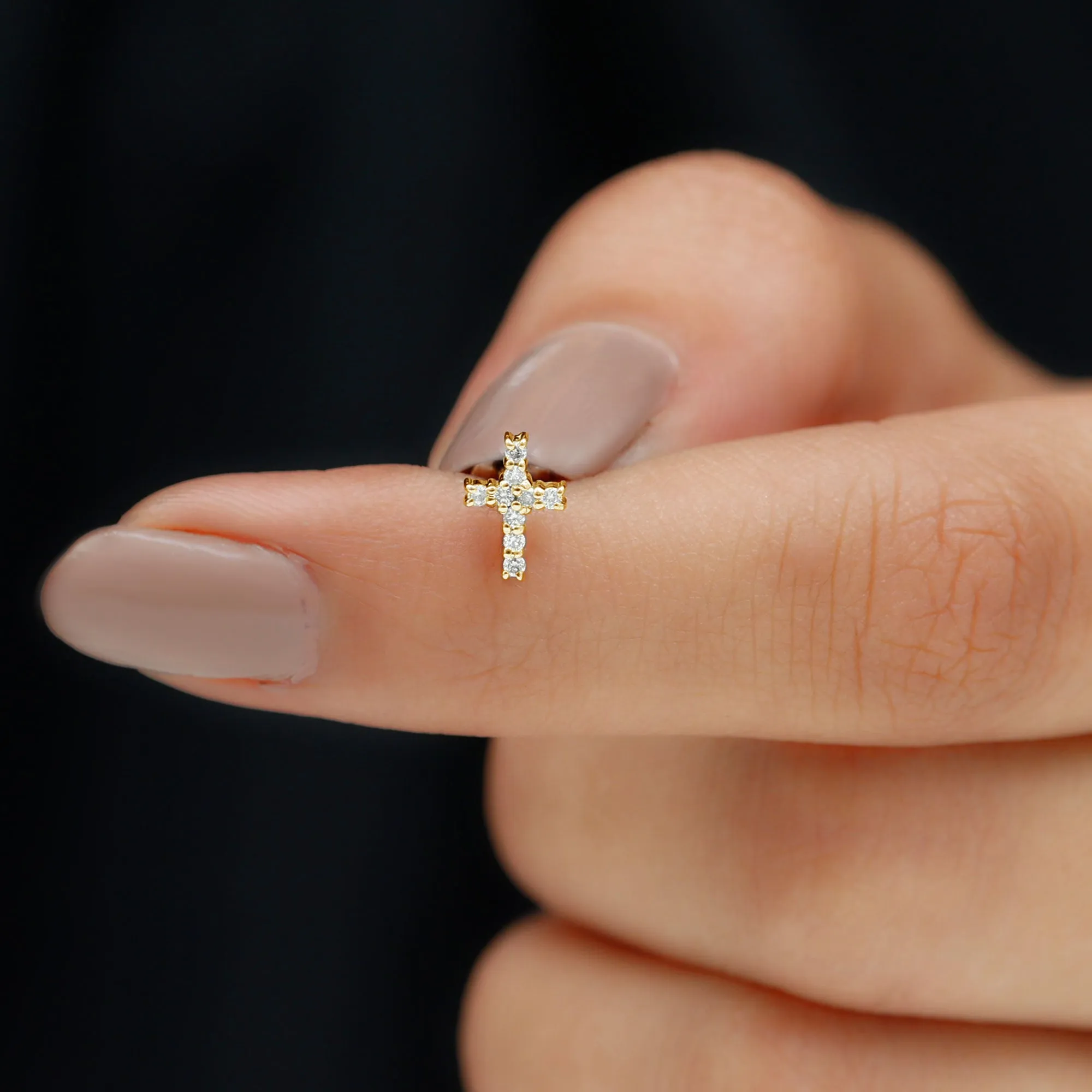 Minimalist Moissanite Cross Cartilage Earring