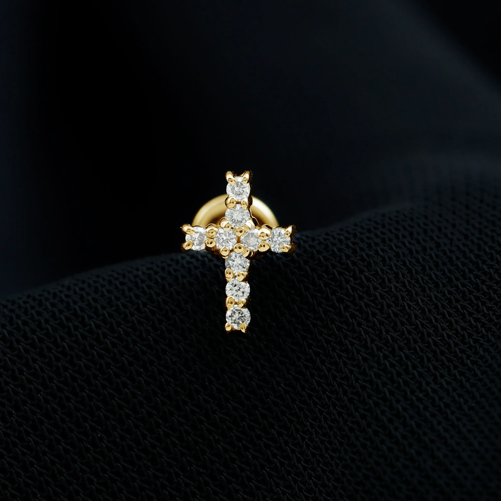 Minimalist Moissanite Cross Cartilage Earring