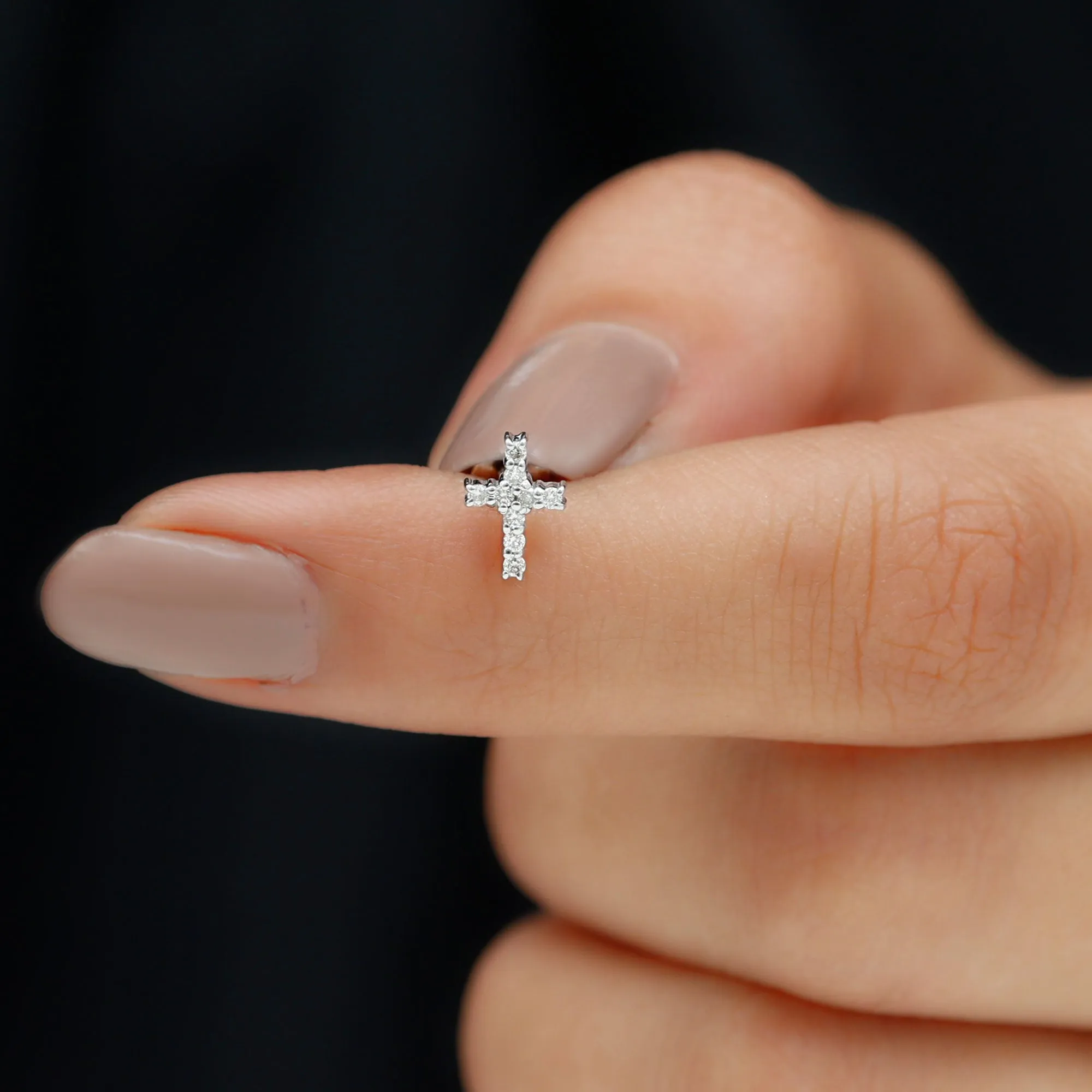 Minimalist Moissanite Cross Cartilage Earring