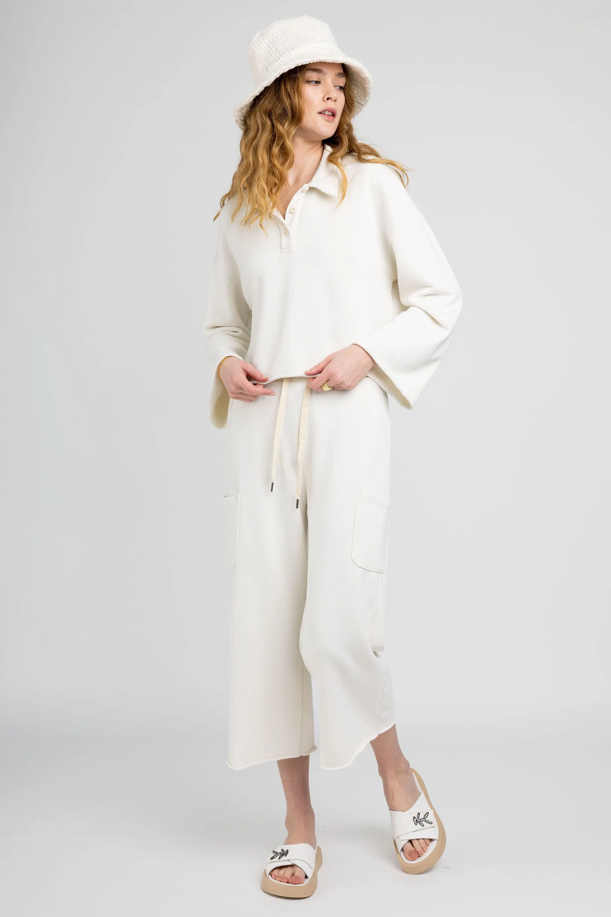 Nelson Crop Polo in Soft White