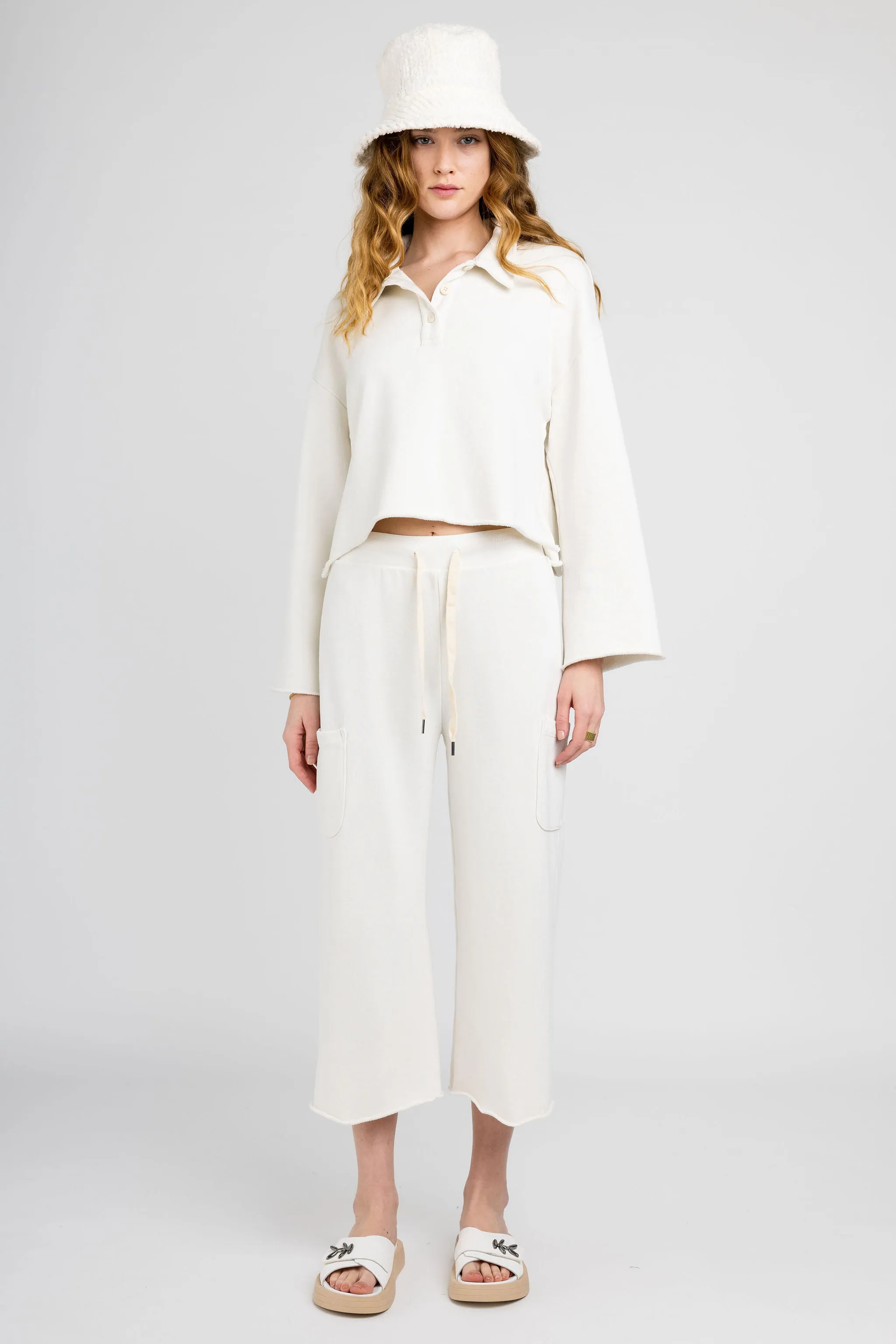 Nelson Crop Polo in Soft White