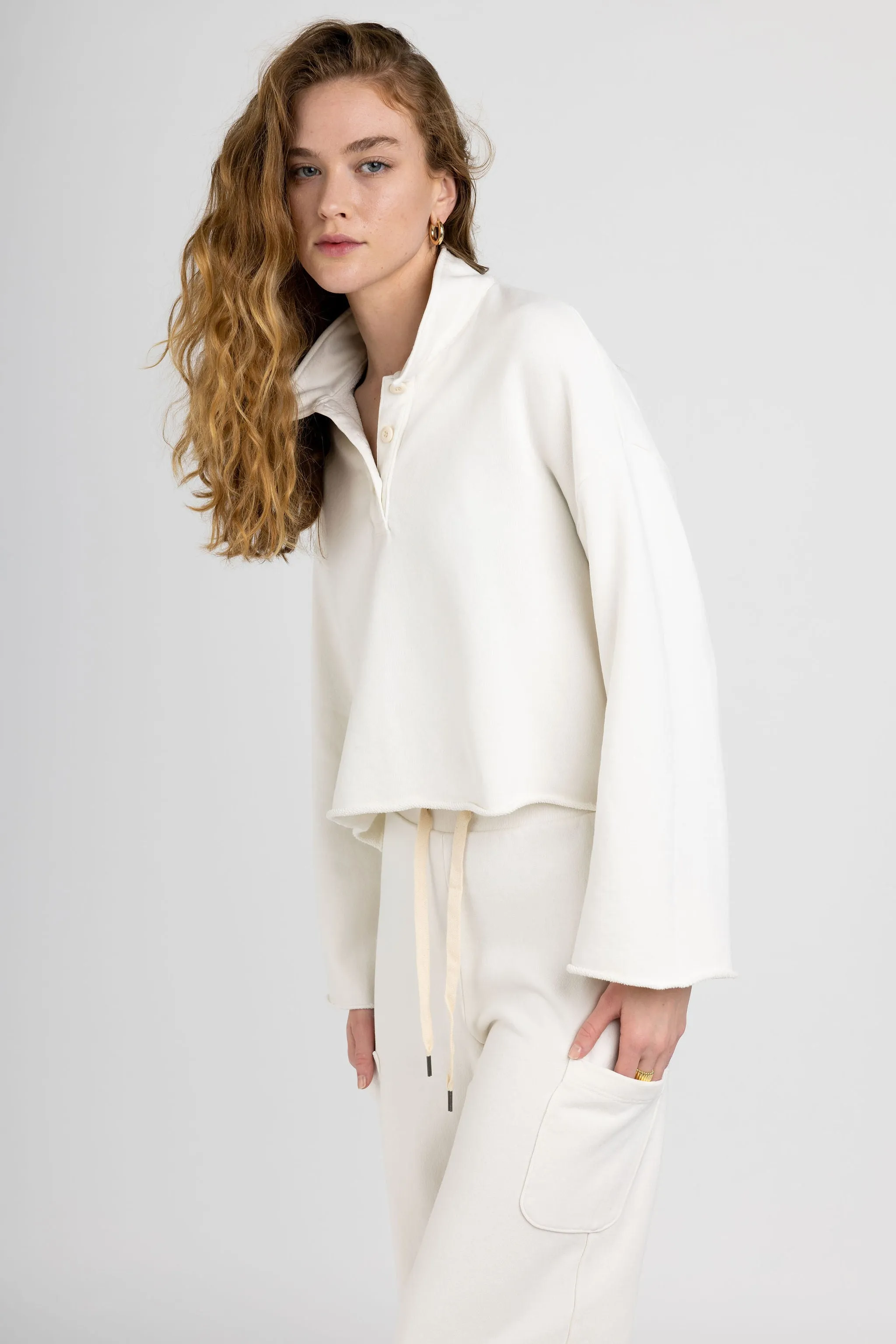 Nelson Crop Polo in Soft White