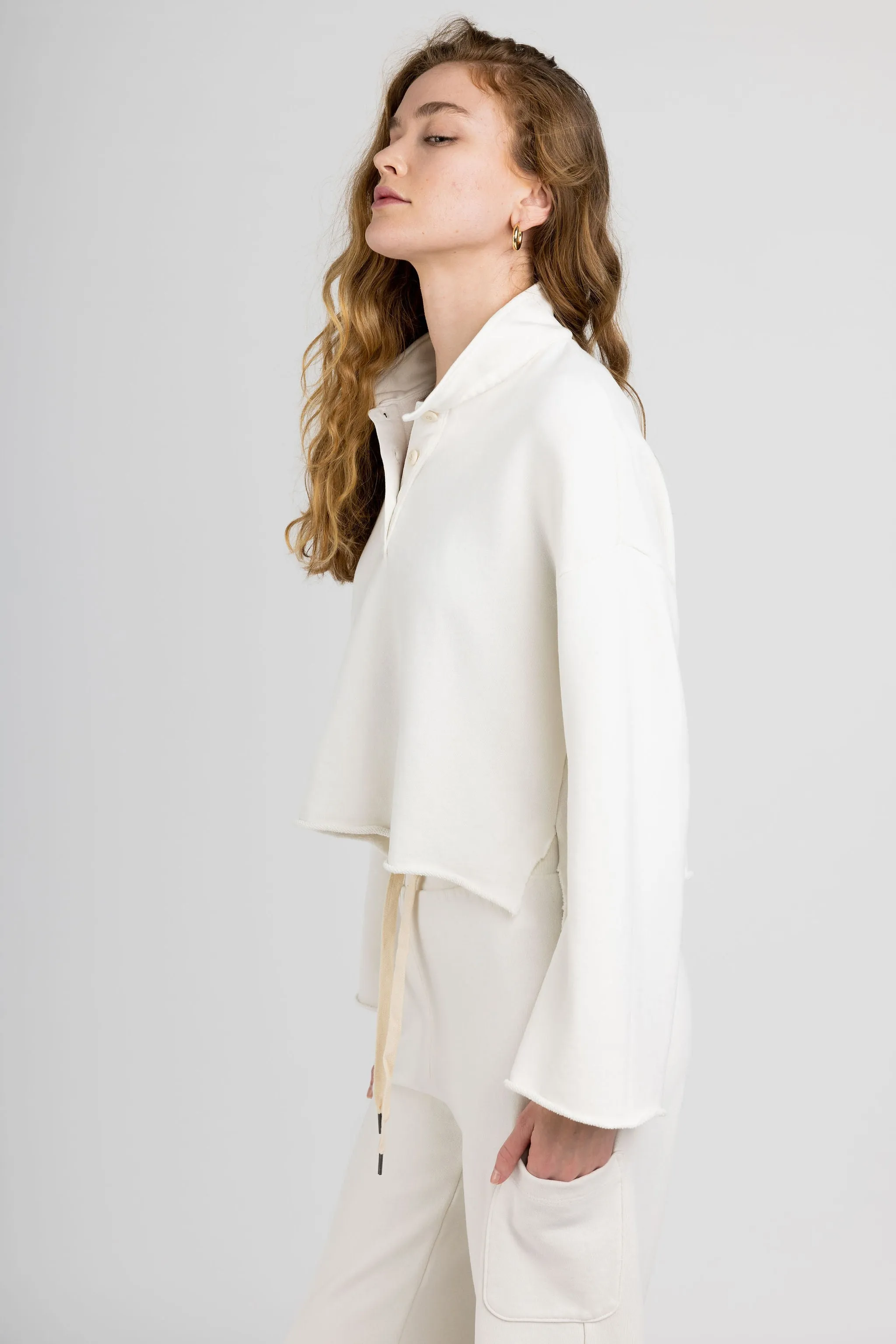 Nelson Crop Polo in Soft White