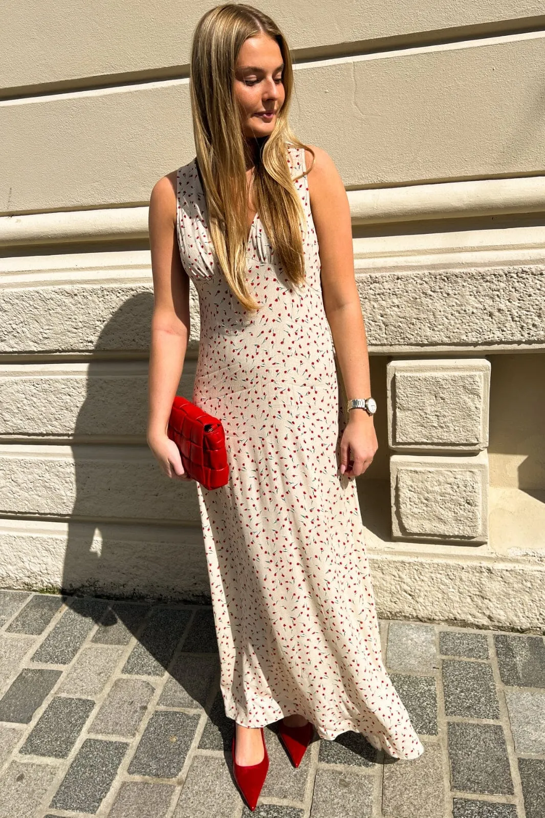 Noella - Sicily Dress - 988 Cream/Red Mini Flower