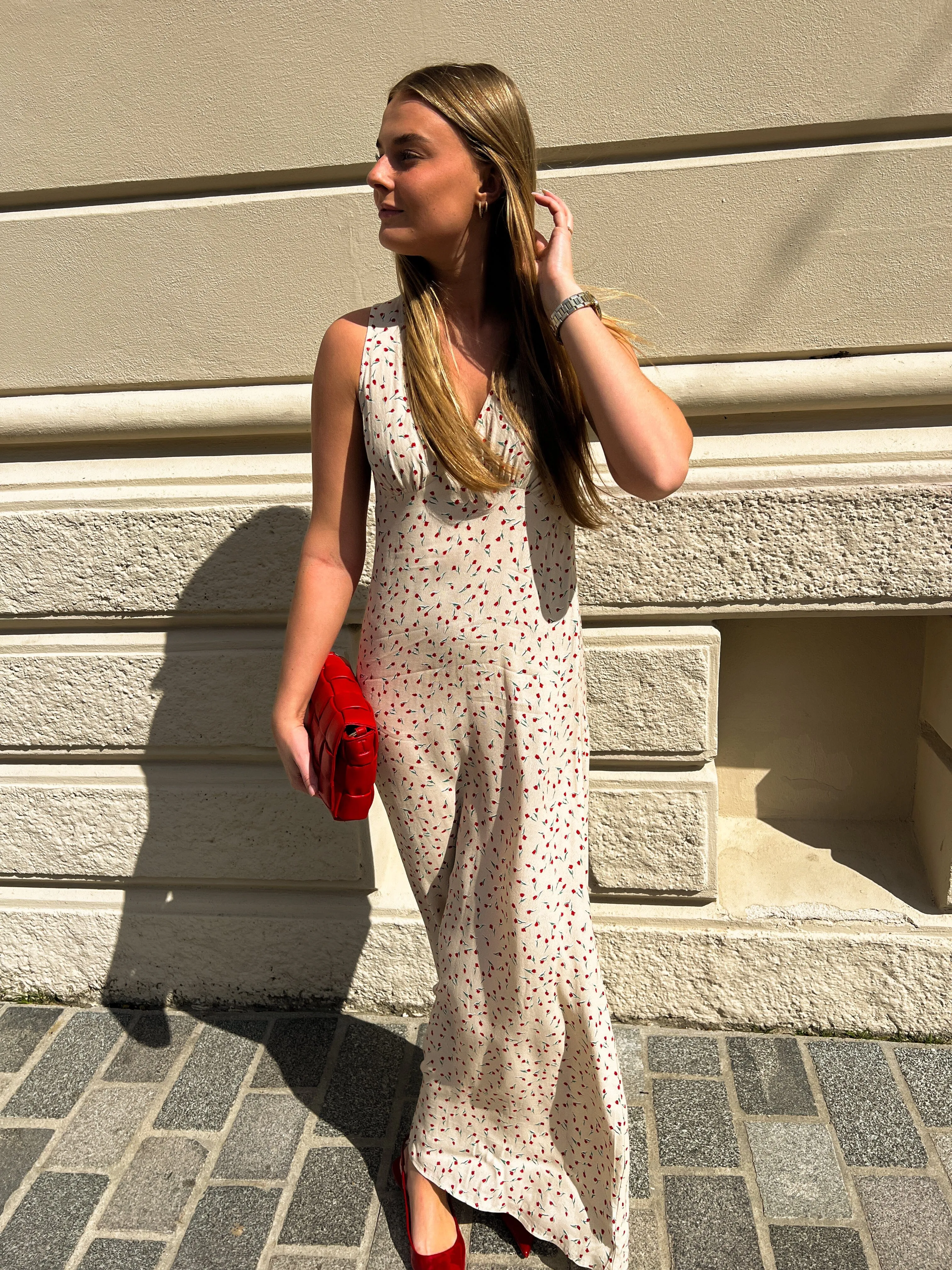 Noella - Sicily Dress - 988 Cream/Red Mini Flower