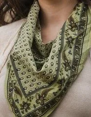 Oversized Luxe Cotton Bandana Scarf in Olive