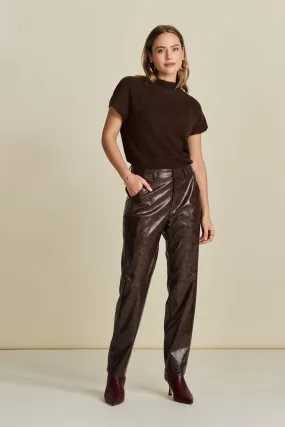 PANTS - Faux Leather Brown