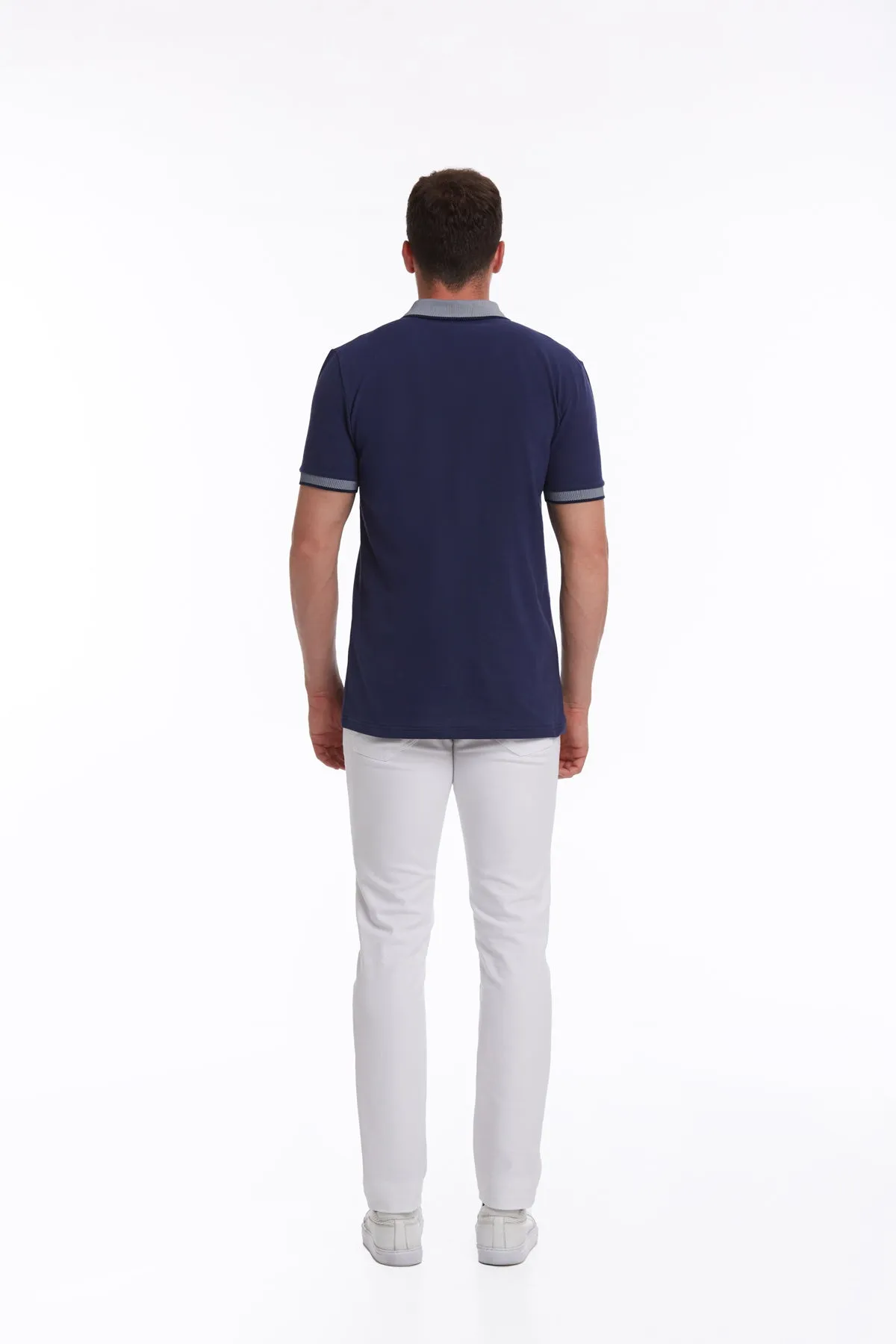 Regular Fit Navy Basic 100% Cotton Polo T-Shirt