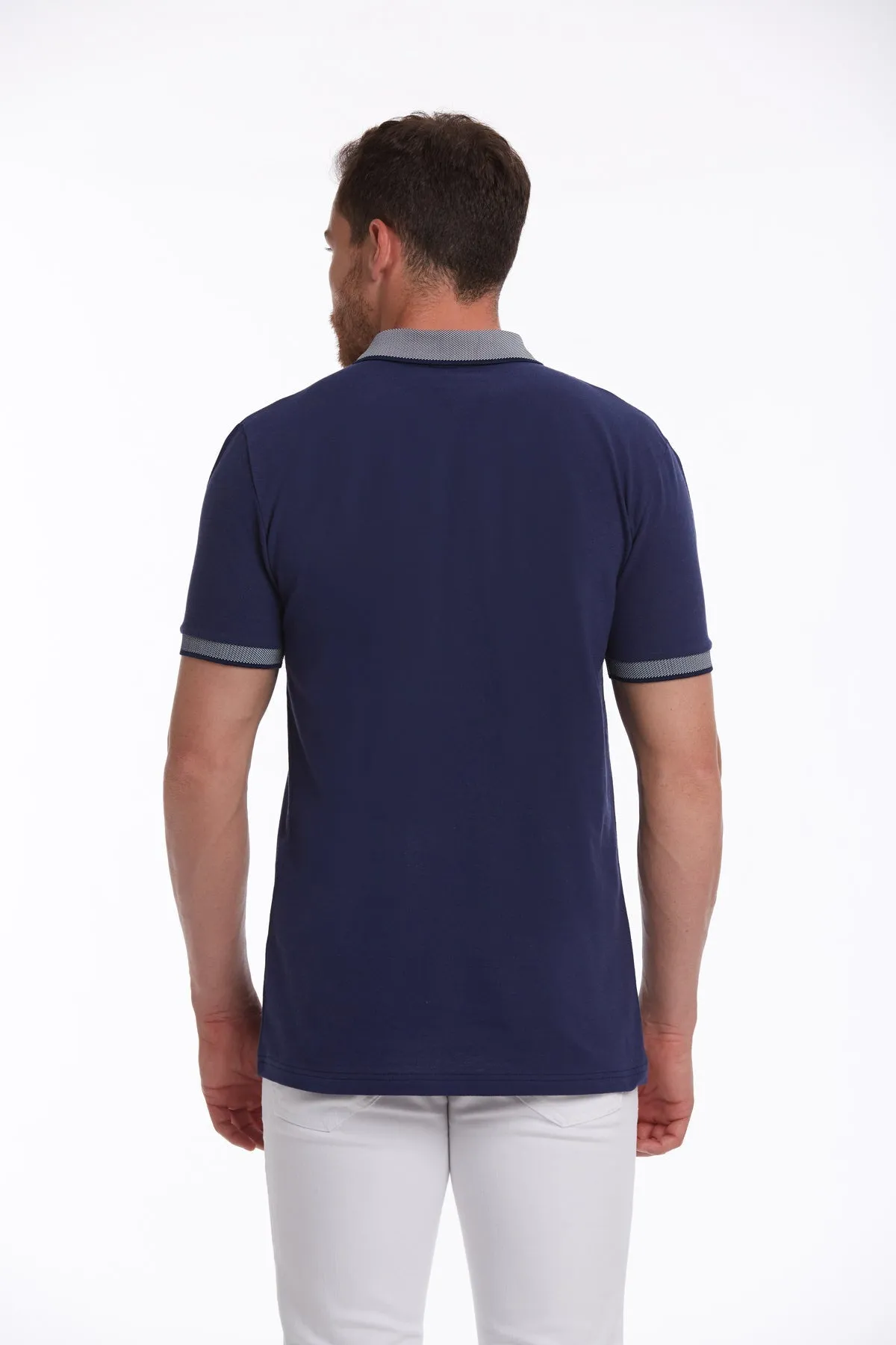 Regular Fit Navy Basic 100% Cotton Polo T-Shirt