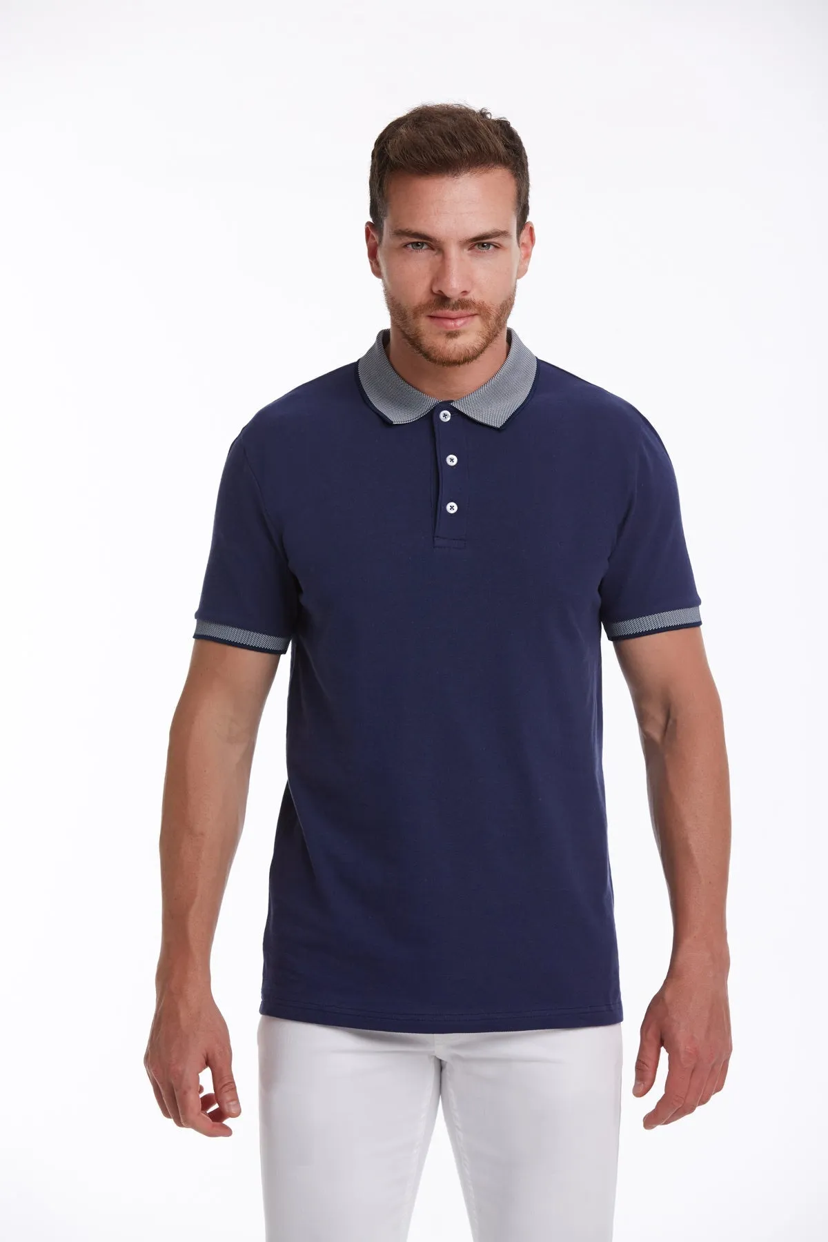 Regular Fit Navy Basic 100% Cotton Polo T-Shirt