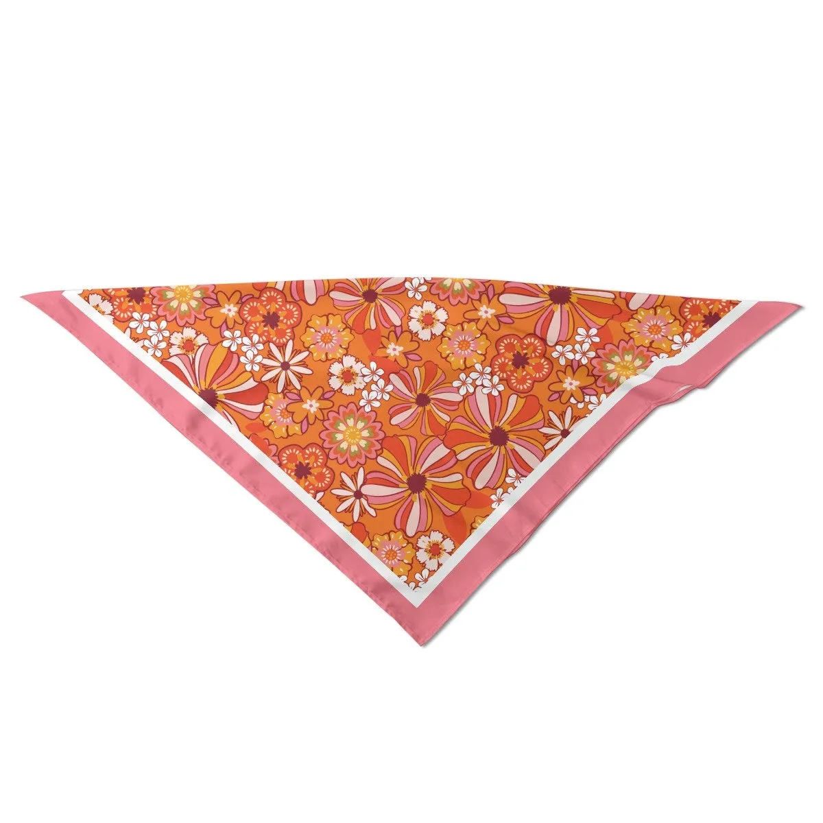 Retro Scarf Women, Vintage inspired Scarf, Boho Scarf, Imitation Silk Scarf, 60s 70s style Orange Floral Scarf, Large Square Scarf, Bandana