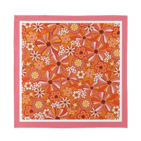 Retro Scarf Women, Vintage inspired Scarf, Boho Scarf, Imitation Silk Scarf, 60s 70s style Orange Floral Scarf, Large Square Scarf, Bandana
