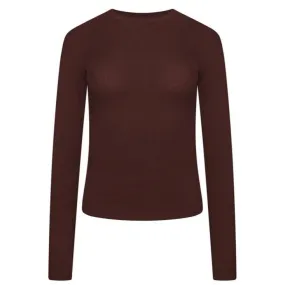 Ribbed Modal Long Sleeved Tshirt- Chocolate