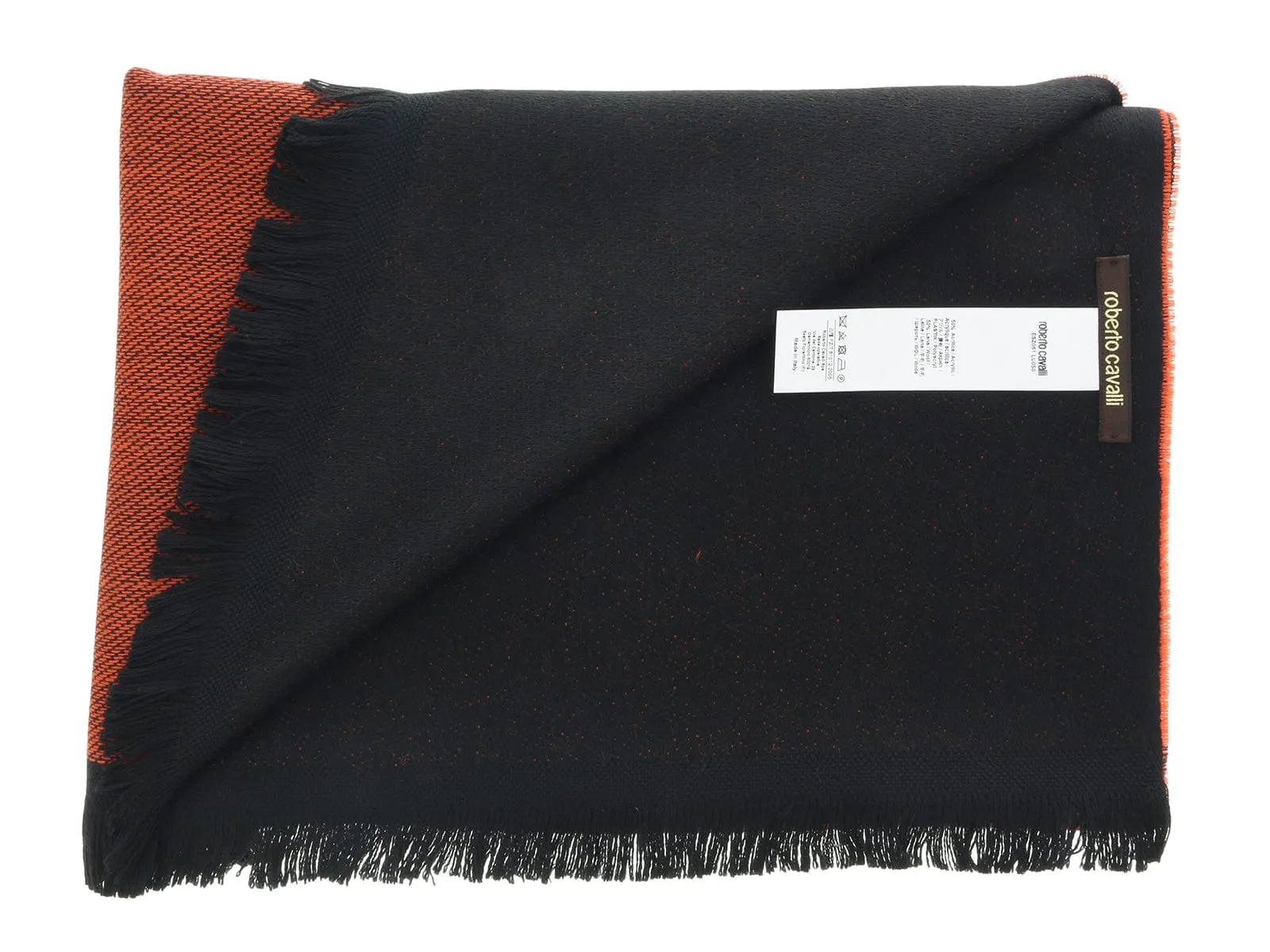 Roberto Cavalli ESZ061 01500 Orange Wool Blend Signature Mens Scarf