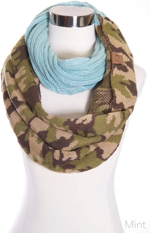 ScarvesMe CC Hot and New Cable Knit Warm Winter Camo Camouflage Infinity Loop Circle Scarf