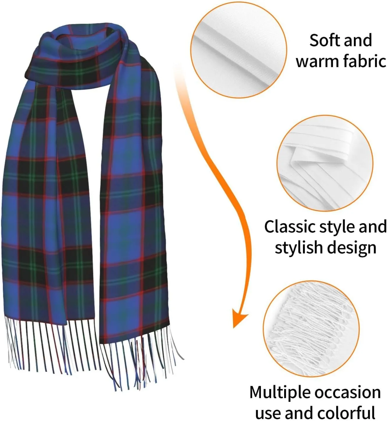 Scottish Clan Home Hume Tartan Plaid Imitation Cashmere Tassel Scarf Winter Scarf Autumn Softest Classic Warm