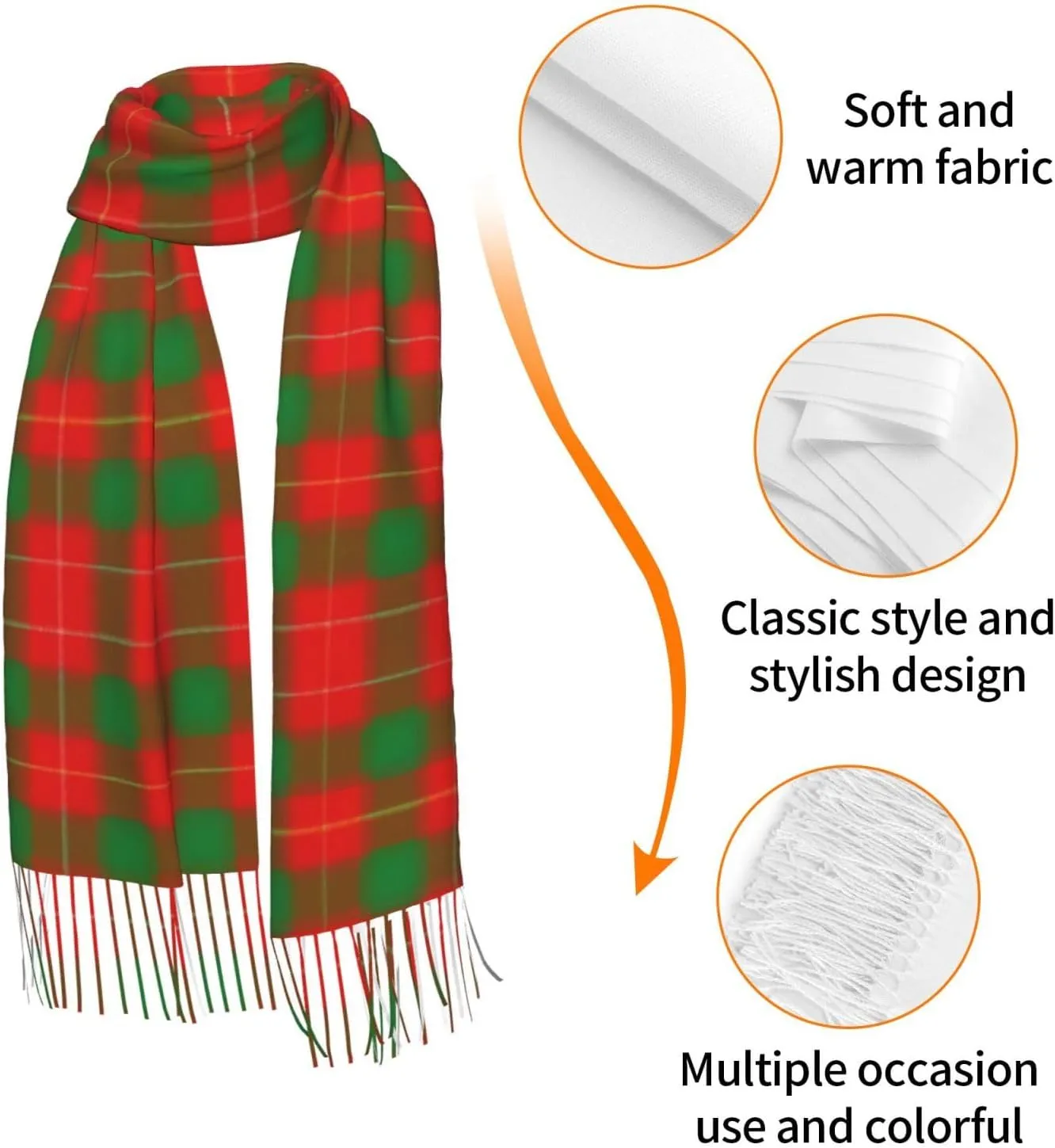 Scottish Clan Maxwell Tartan Plaid Imitation Cashmere Tassel Scarf Winter Scarf Autumn Softest Classic Warm