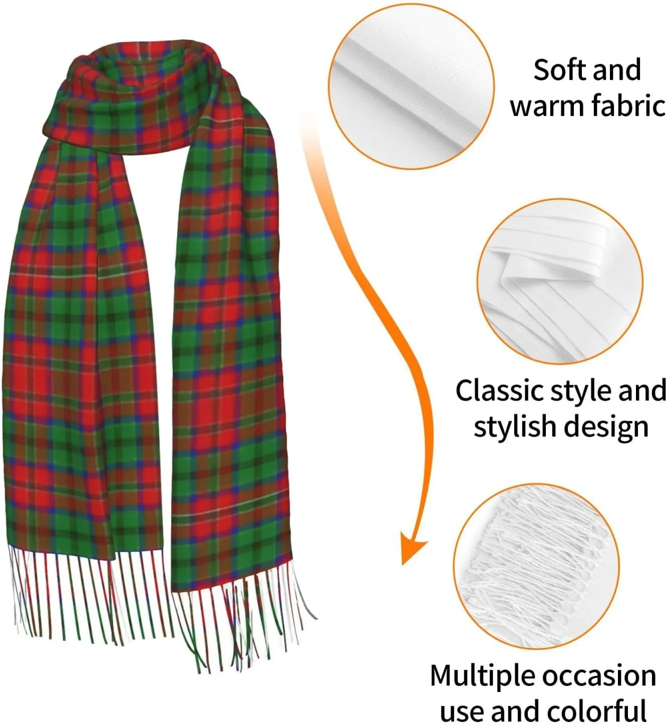 Scottish Clan Maxwell Tartan Plaid Imitation Cashmere Tassel Scarf Winter Scarf Autumn Softest Classic Warm