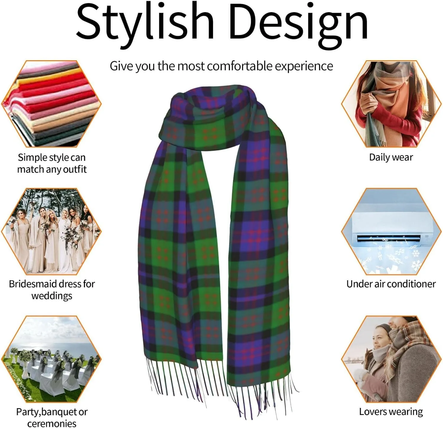 Scottish Clan Maxwell Tartan Plaid Imitation Cashmere Tassel Scarf Winter Scarf Autumn Softest Classic Warm