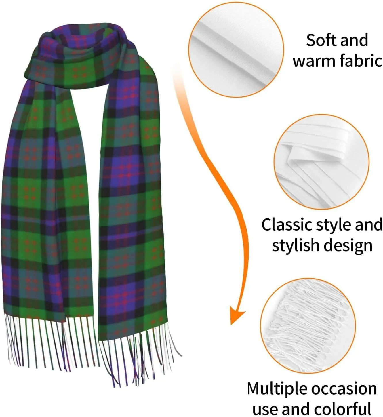 Scottish Clan Maxwell Tartan Plaid Imitation Cashmere Tassel Scarf Winter Scarf Autumn Softest Classic Warm