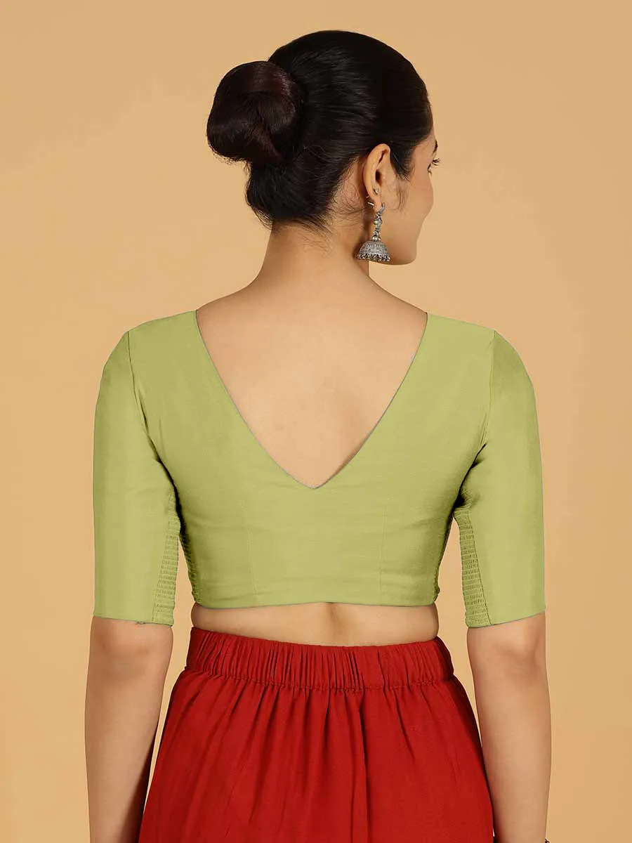 Shabana x Rozaana | Elbow Sleeves Saree Blouse in Pista Green