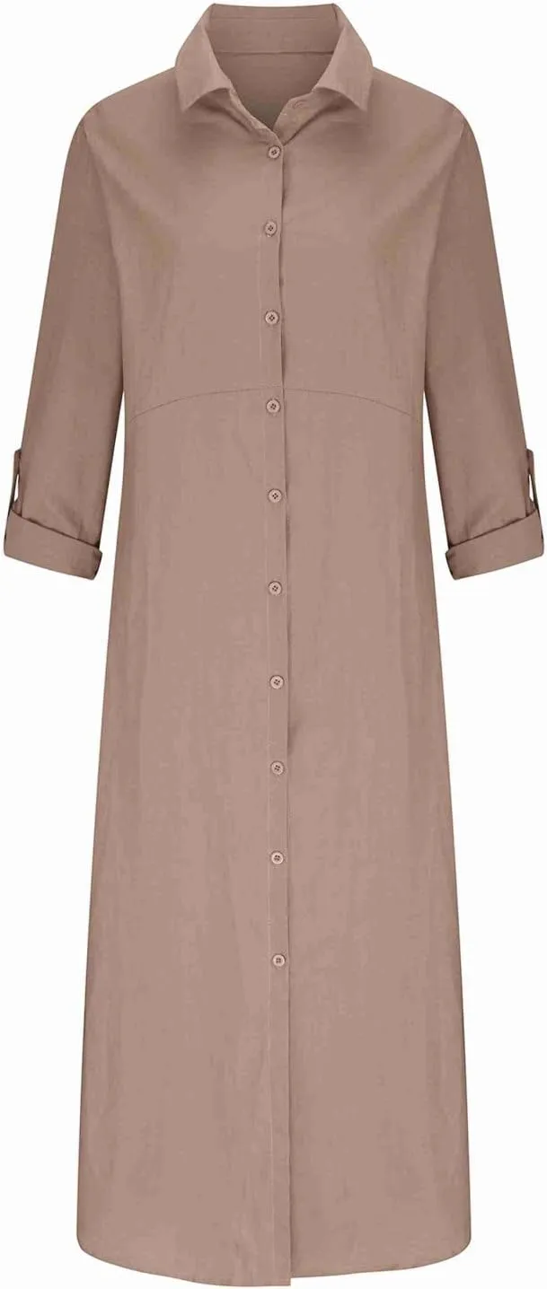 Shirt Dresses for Women 2025 Lapel Collar Short Sleeve Button Down Dress Summer Daily Casual Work Sundress
