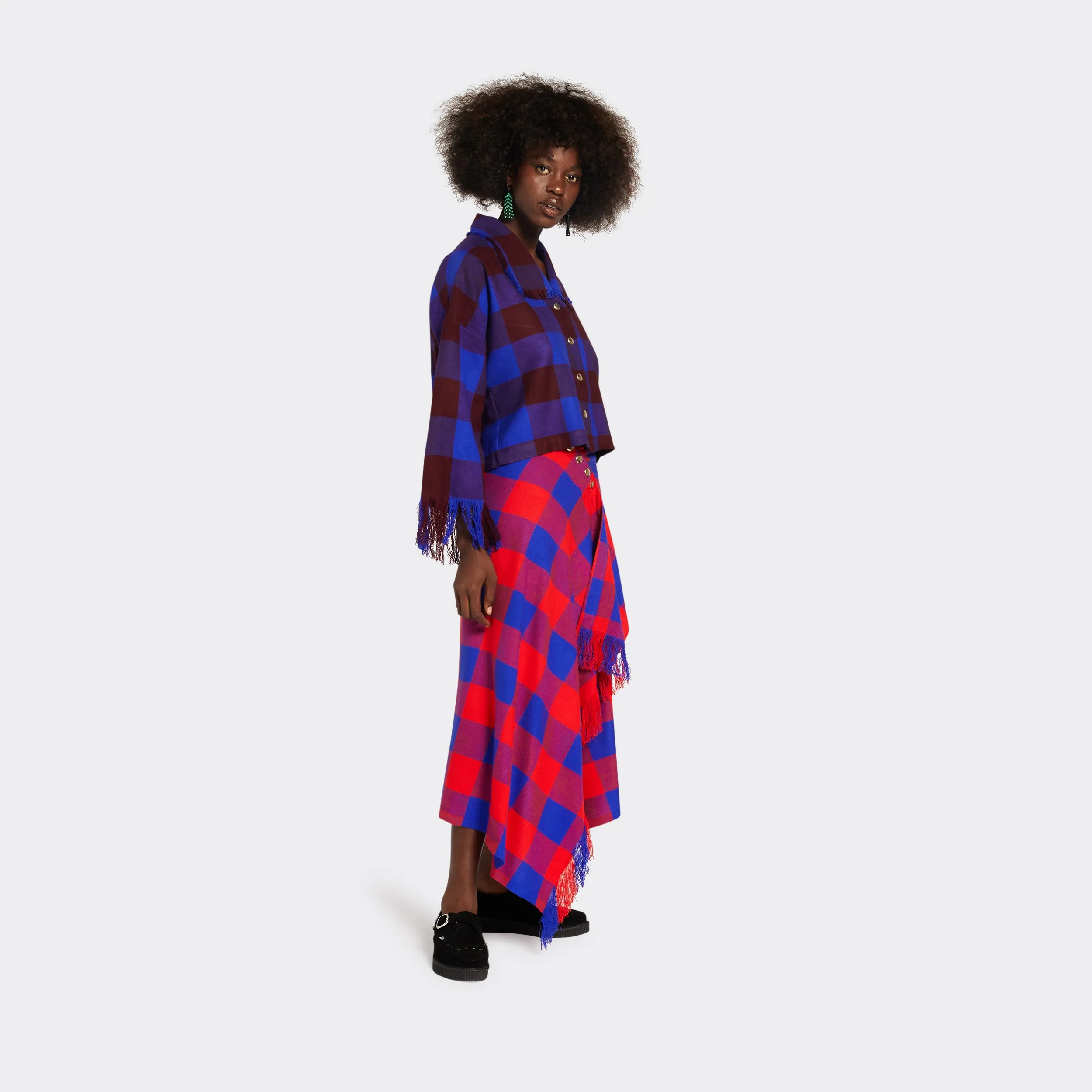 Skirt with fringes Maasai Shuka Red