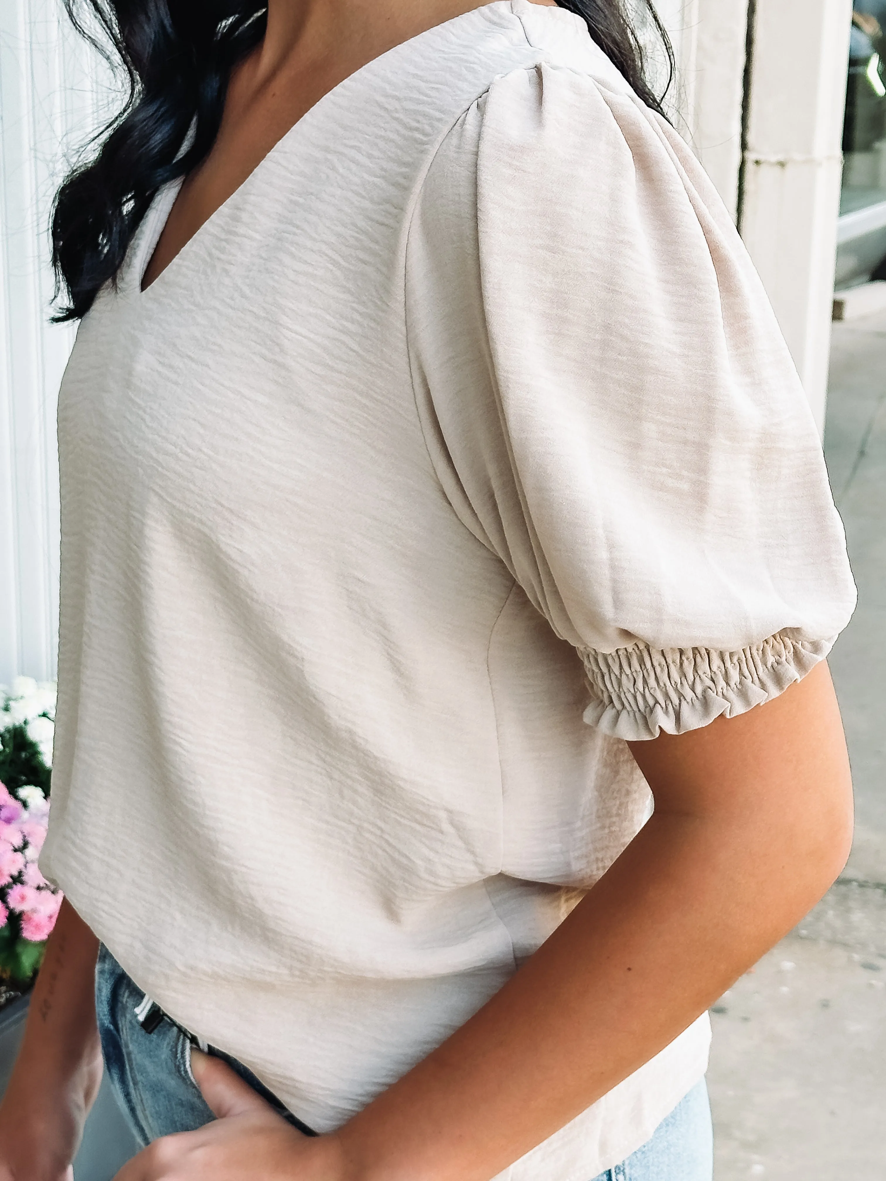 Smocked Sleeve Blouse
