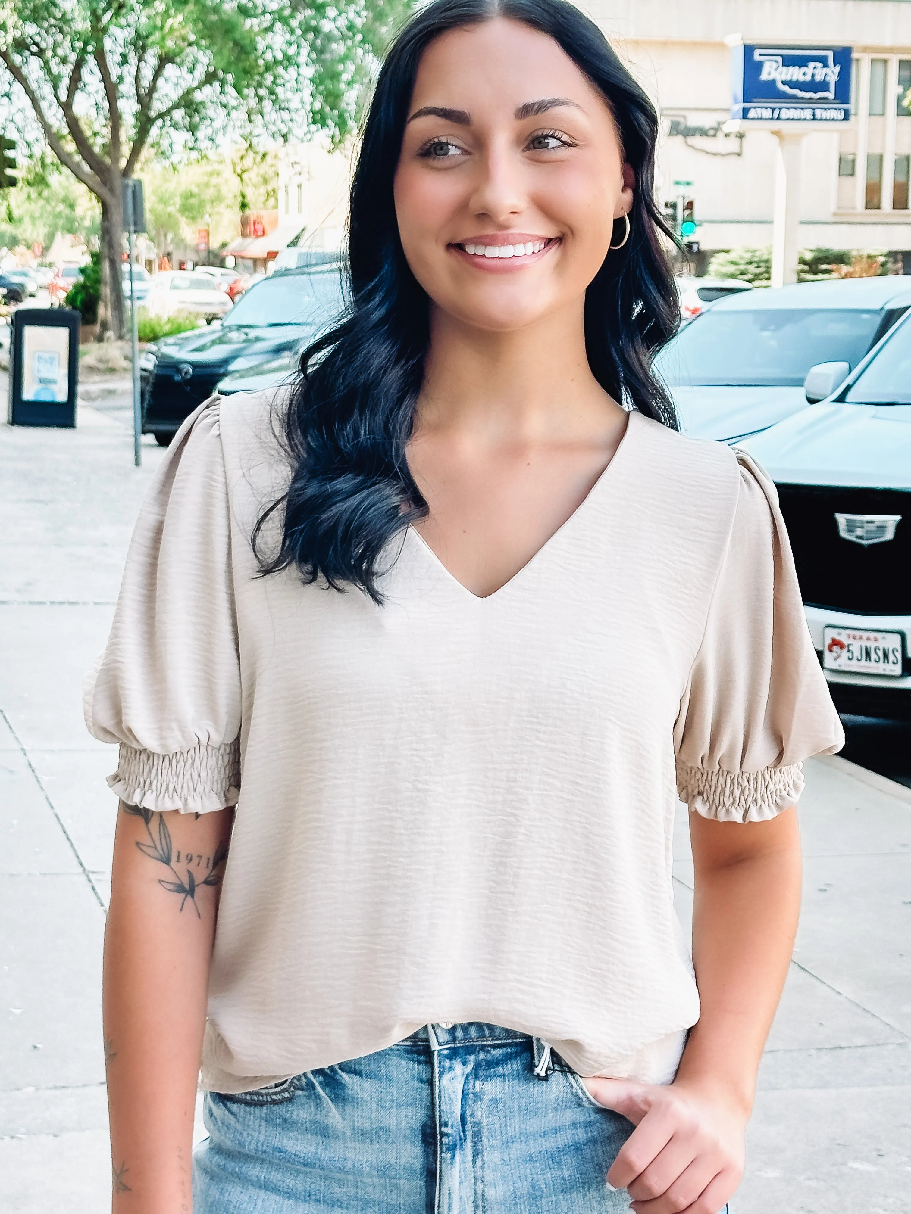 Smocked Sleeve Blouse