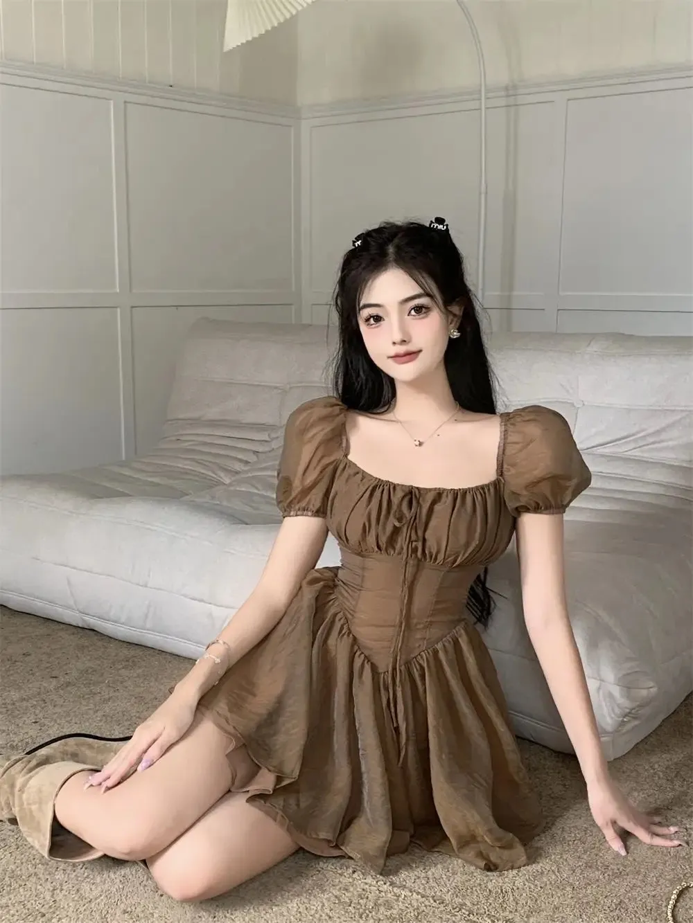 Sonicelife  Fairy Dress Holiday Irregular Long Sleeve Beach dress summer Ruffle sexy Off Shoulder female high waist chic women short dresses  Sundress
