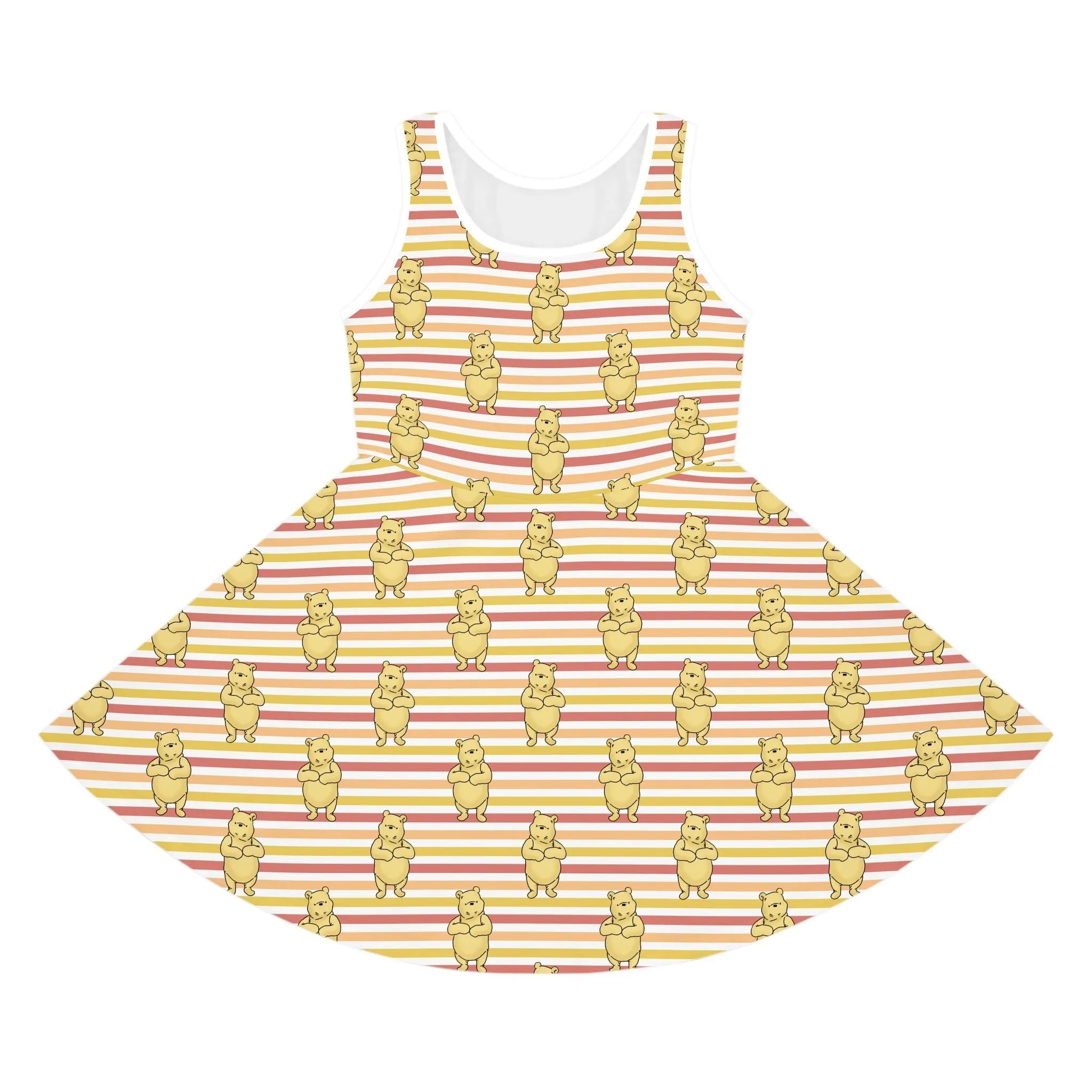 Striped Pooh Girls' Sleeveless Sundress (AOP)