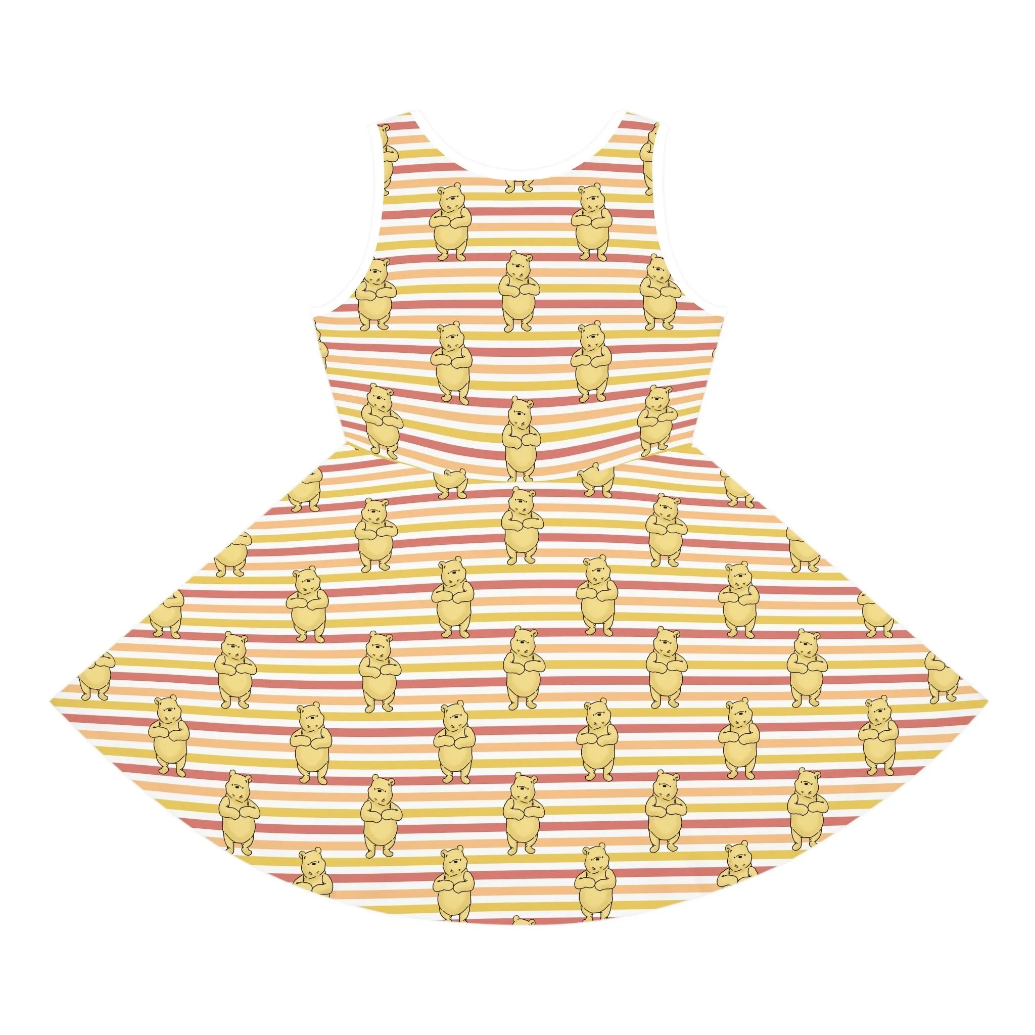 Striped Pooh Girls' Sleeveless Sundress (AOP)