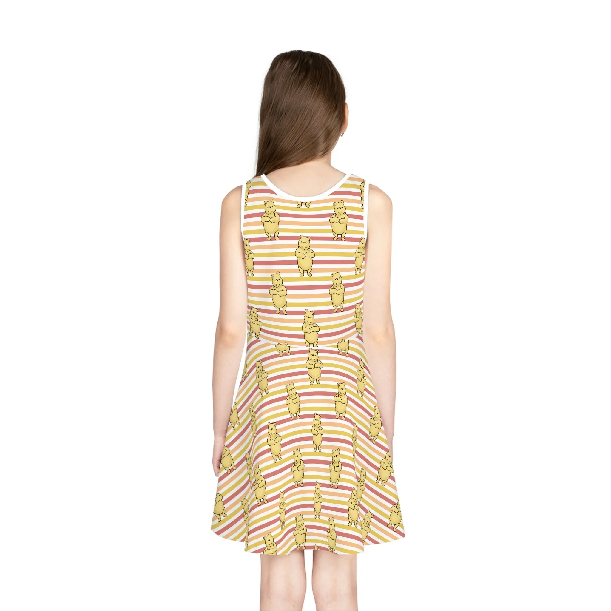 Striped Pooh Girls' Sleeveless Sundress (AOP)