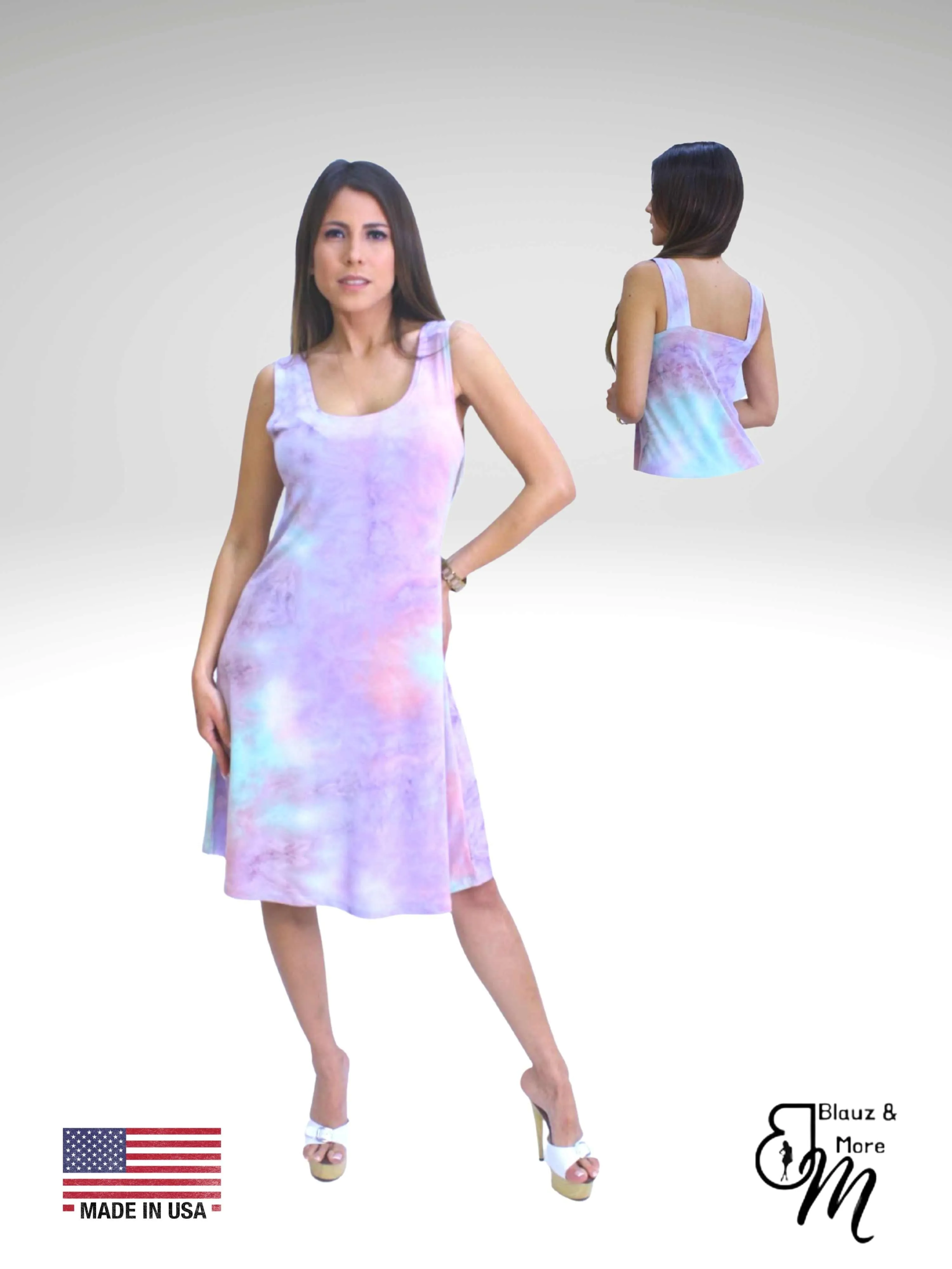 SUNDRESS - Skater Style tank dress with strappy back - Regular and Plus Sizes Available
