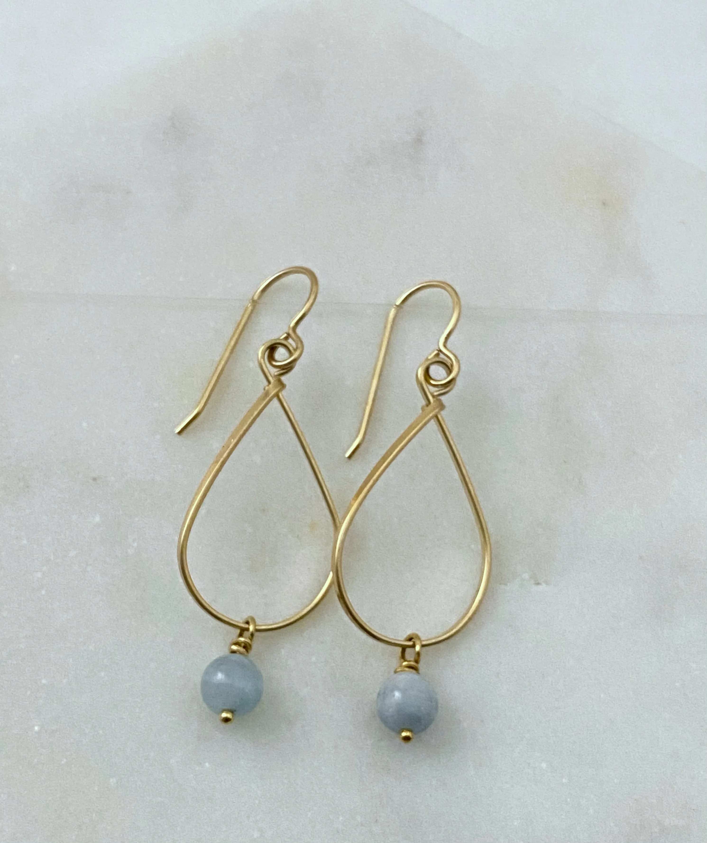 Teardrop gold-fill earrings with aquamarine