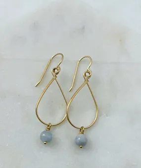 Teardrop gold-fill earrings with aquamarine