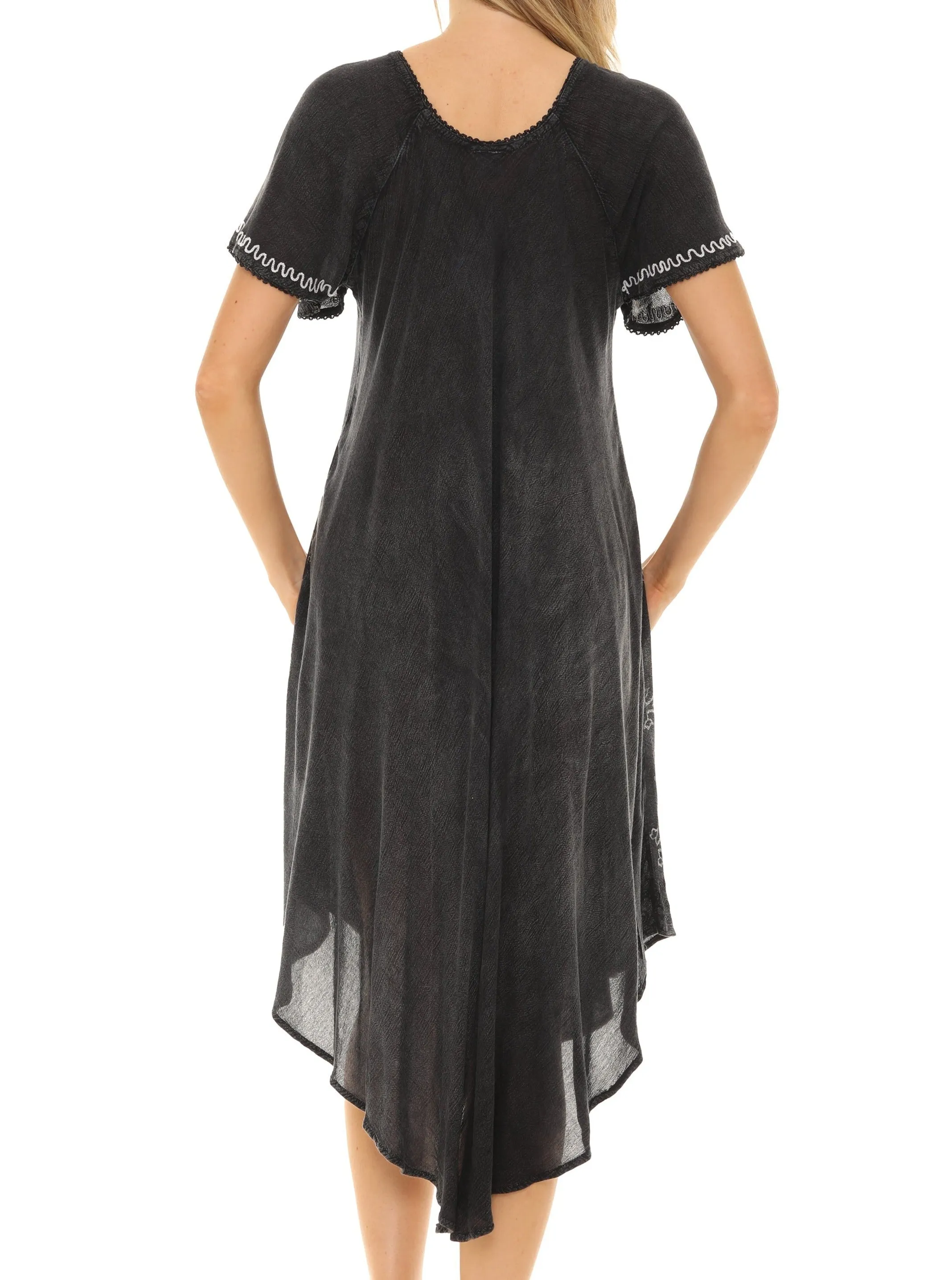 Tie-Dye With Short Sleeves Rayon Sundress