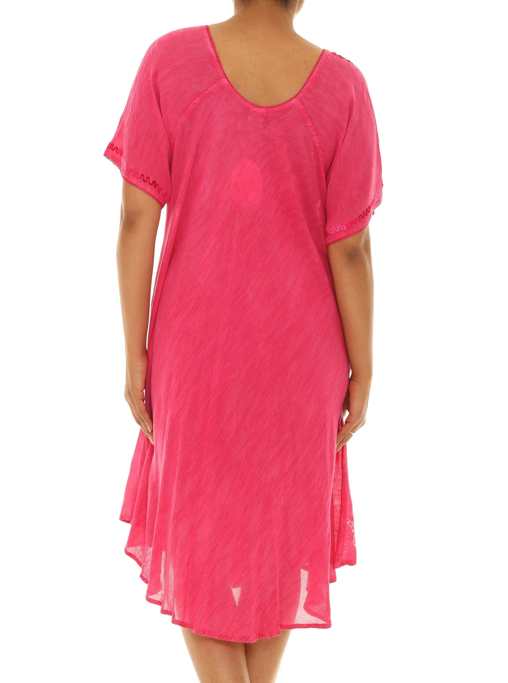 Tie-Dye With Short Sleeves Rayon Sundress
