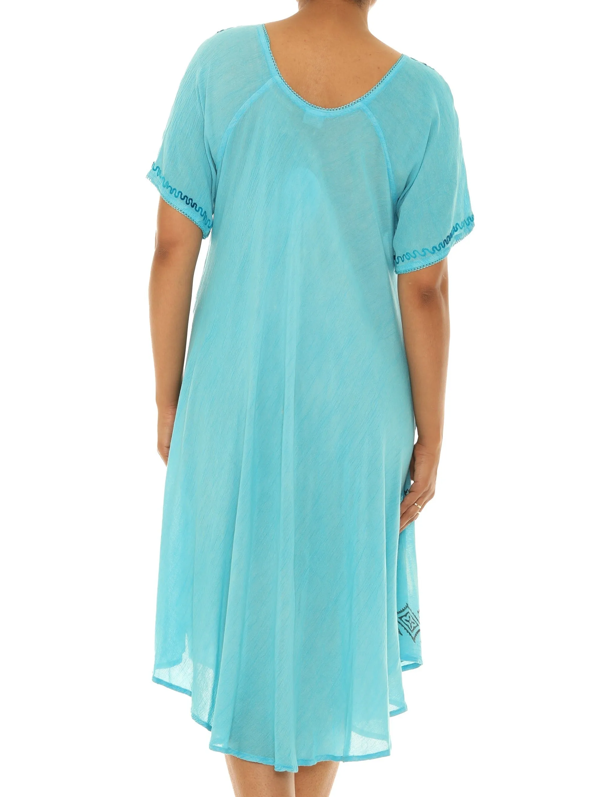 Tie-Dye With Short Sleeves Rayon Sundress