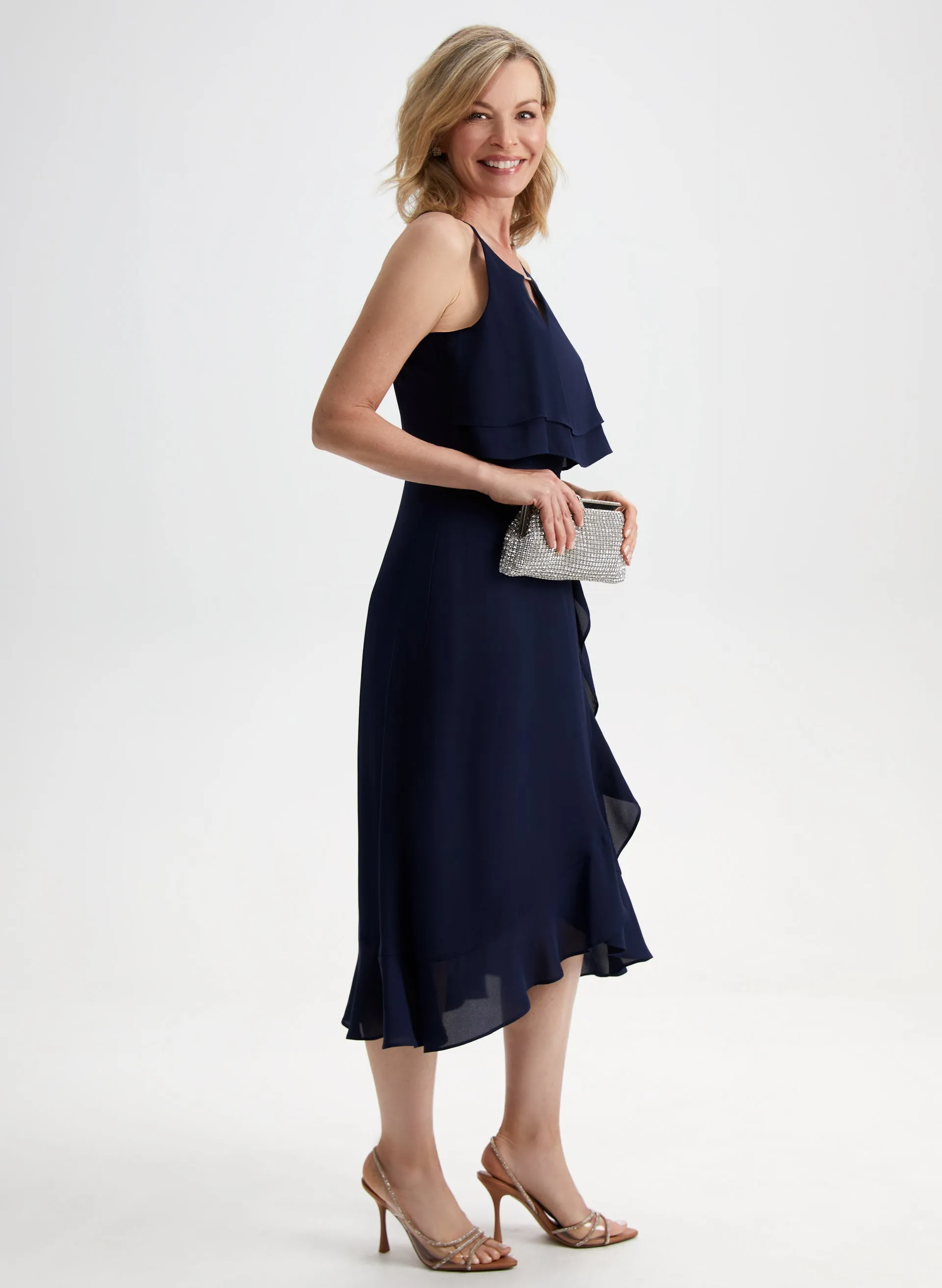 Tiered Ruffle Detail Halter Dress