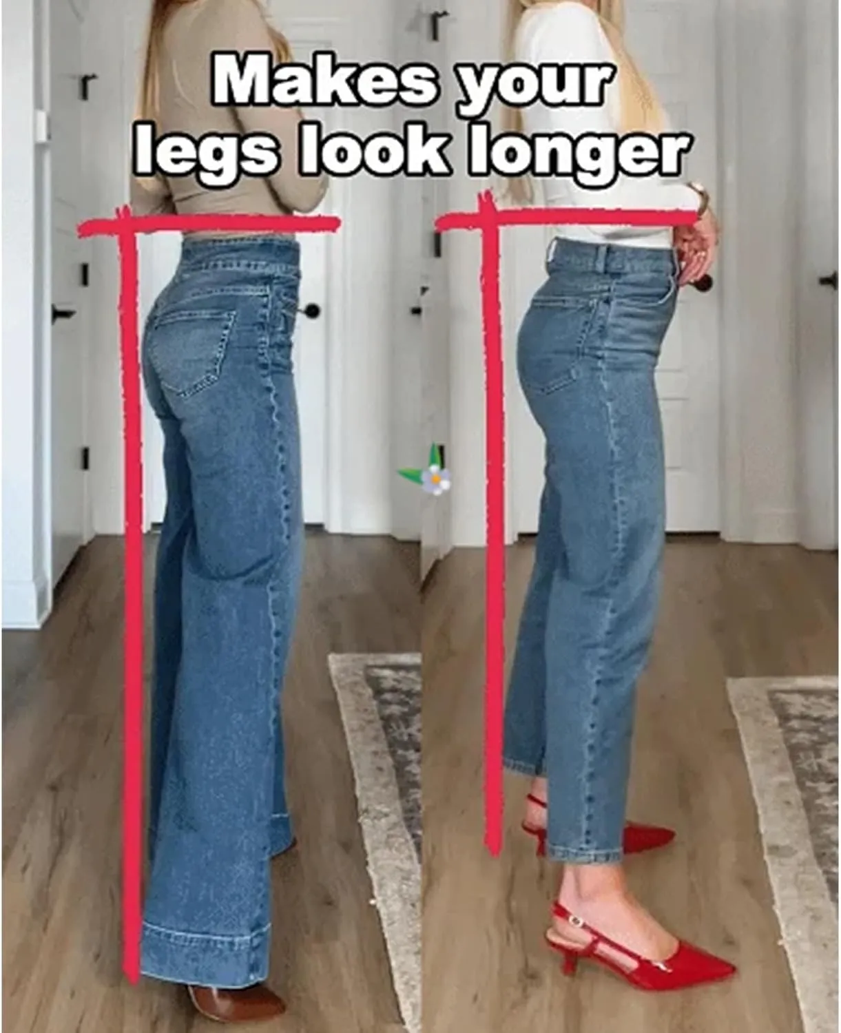 Tummy Control Sailor Wide Leg Trouser, High Waisted Wide Leg Straight Stretchy Denim Chiccurva Pants for Women