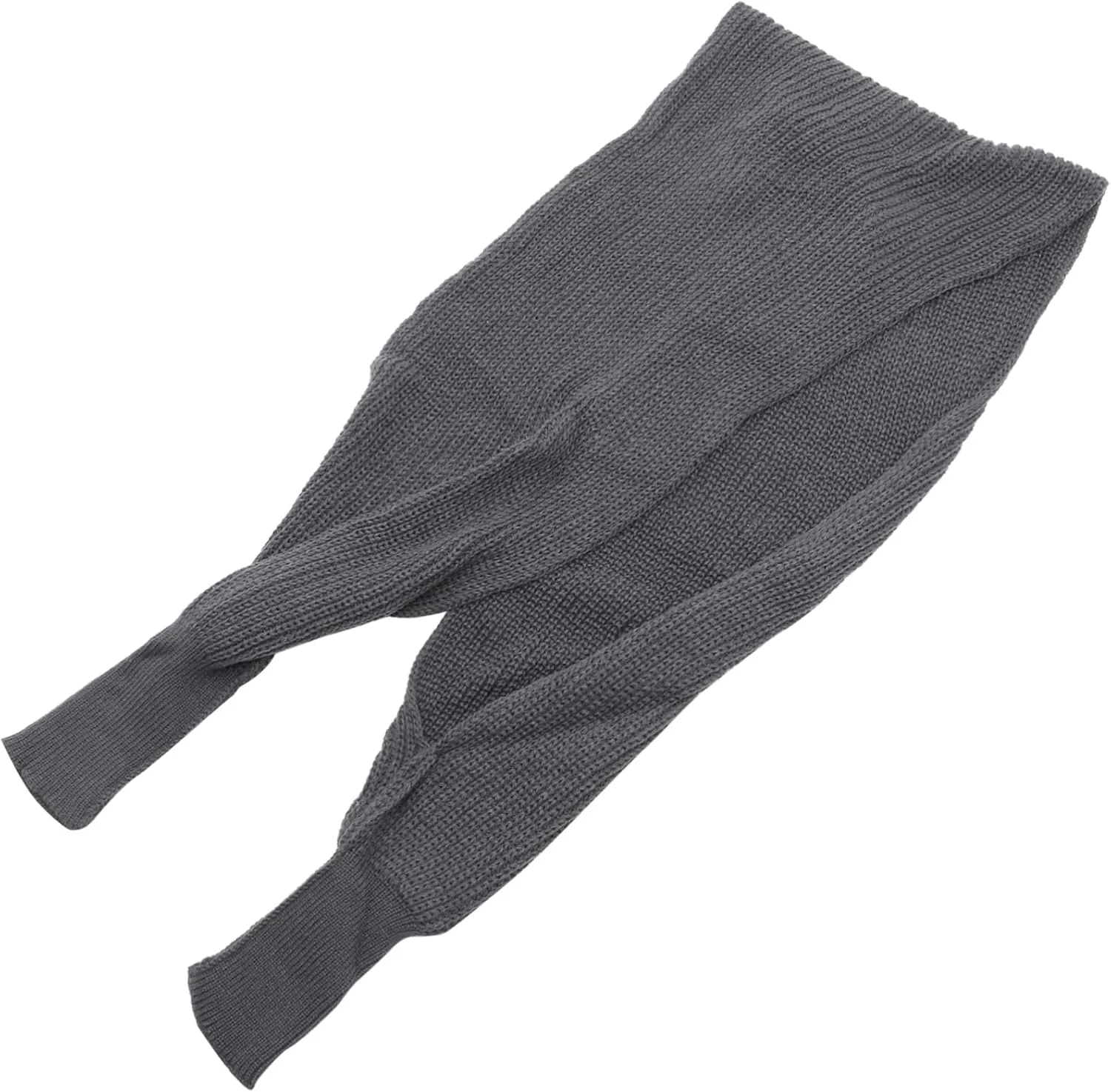 Unisex Knitted Scarf with Sleeves Cozy Beige Knit Shawl Cape for Autumn Winter Soft Elastic Design for