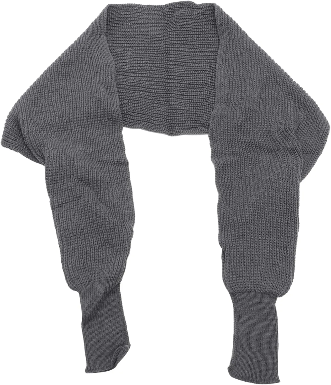 Unisex Knitted Scarf with Sleeves Cozy Beige Knit Shawl Cape for Autumn Winter Soft Elastic Design for