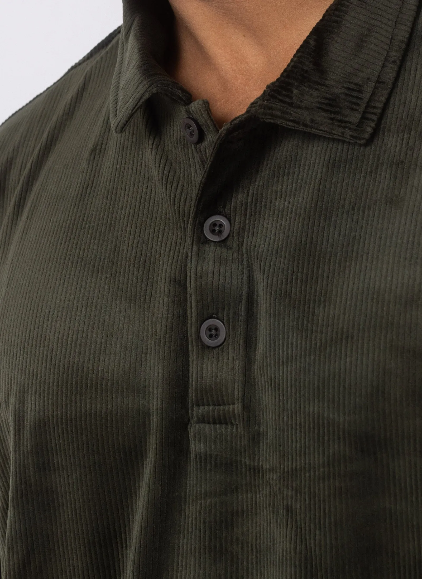 Velour Cord Polo Forest