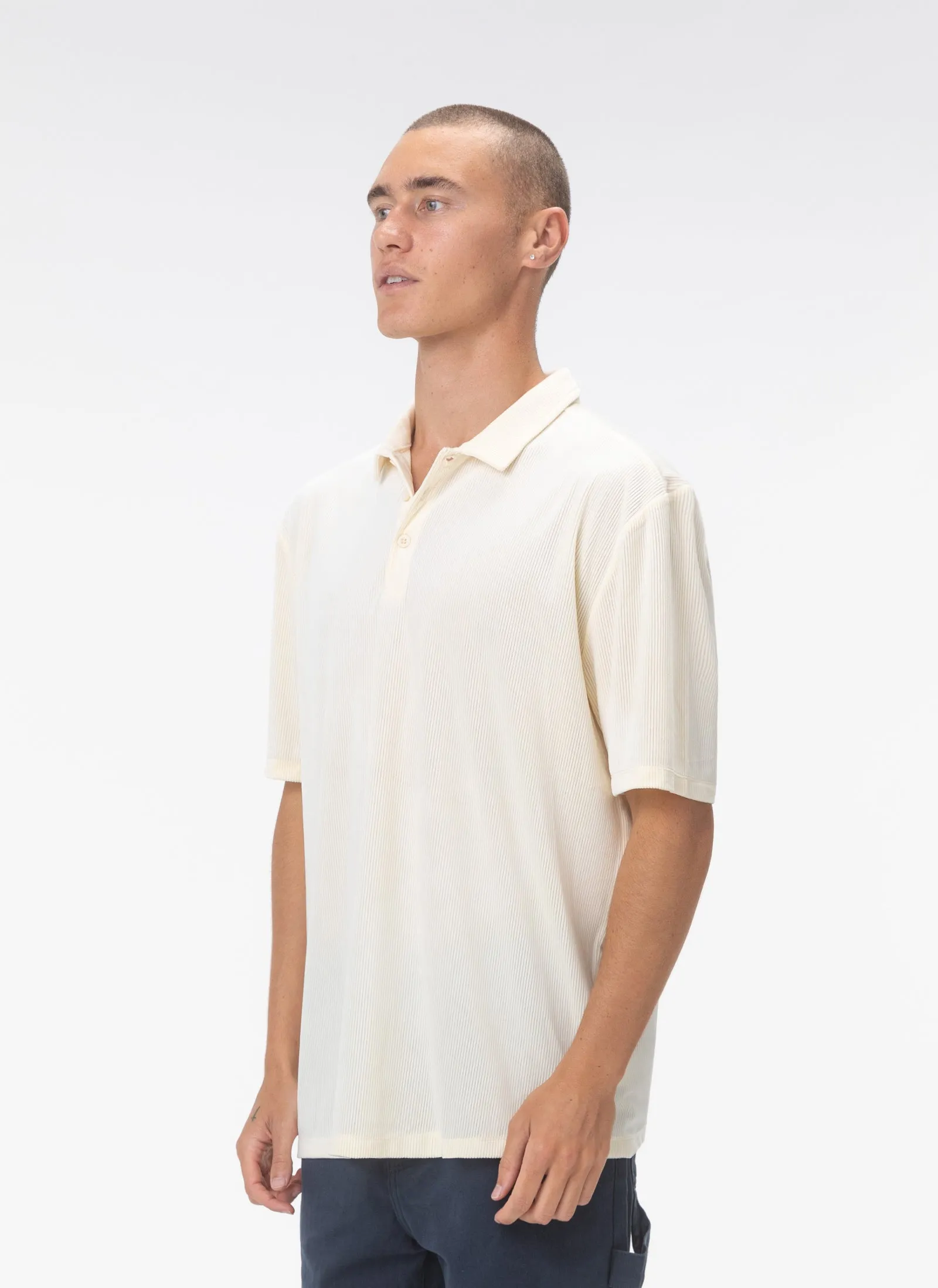 Velour Cord Polo Lemon